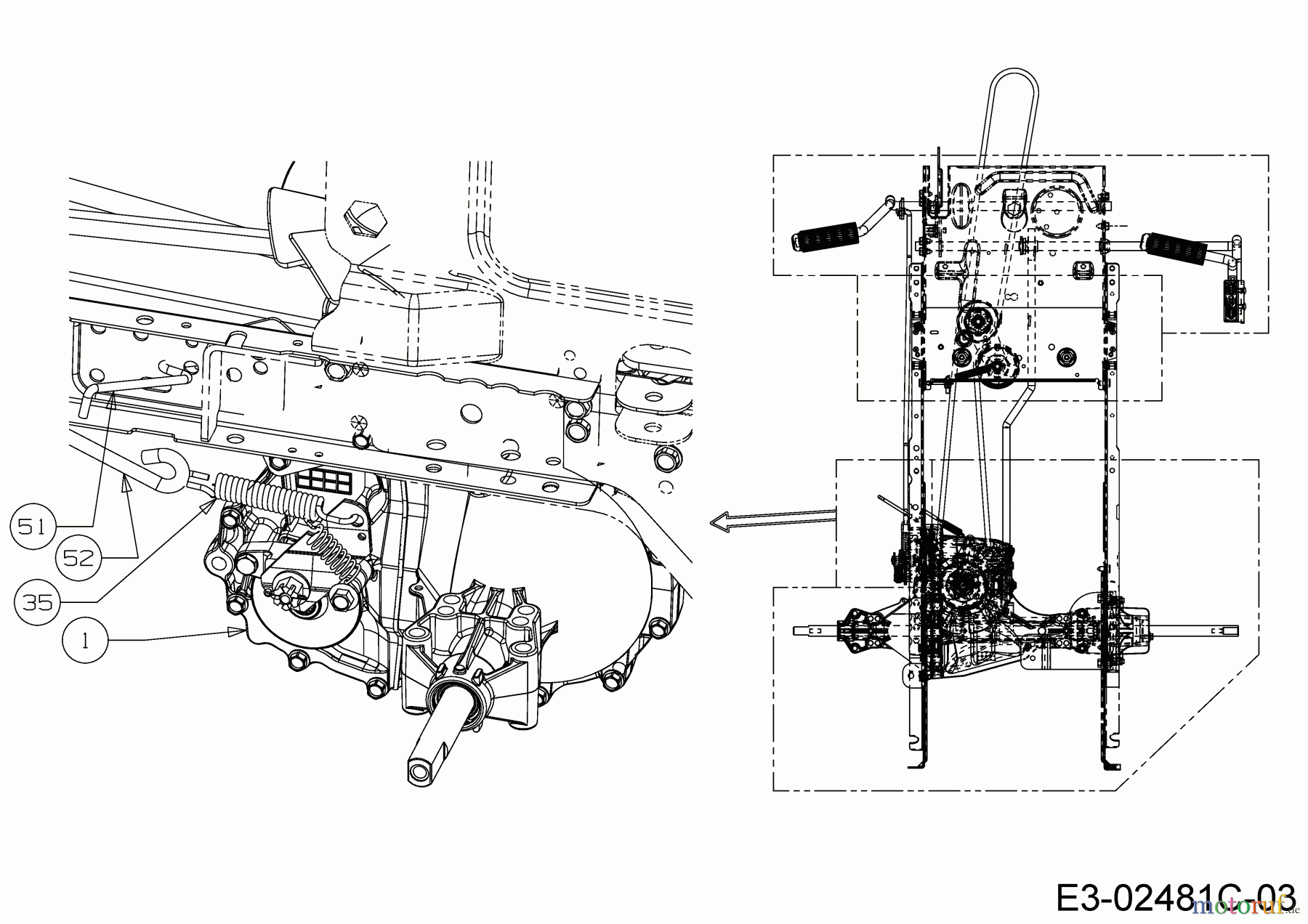 MTD Rasentraktoren LT 105 EXHK 13AG71KN682 (2018) Bremsstange, Bypassstange, Hydrostat