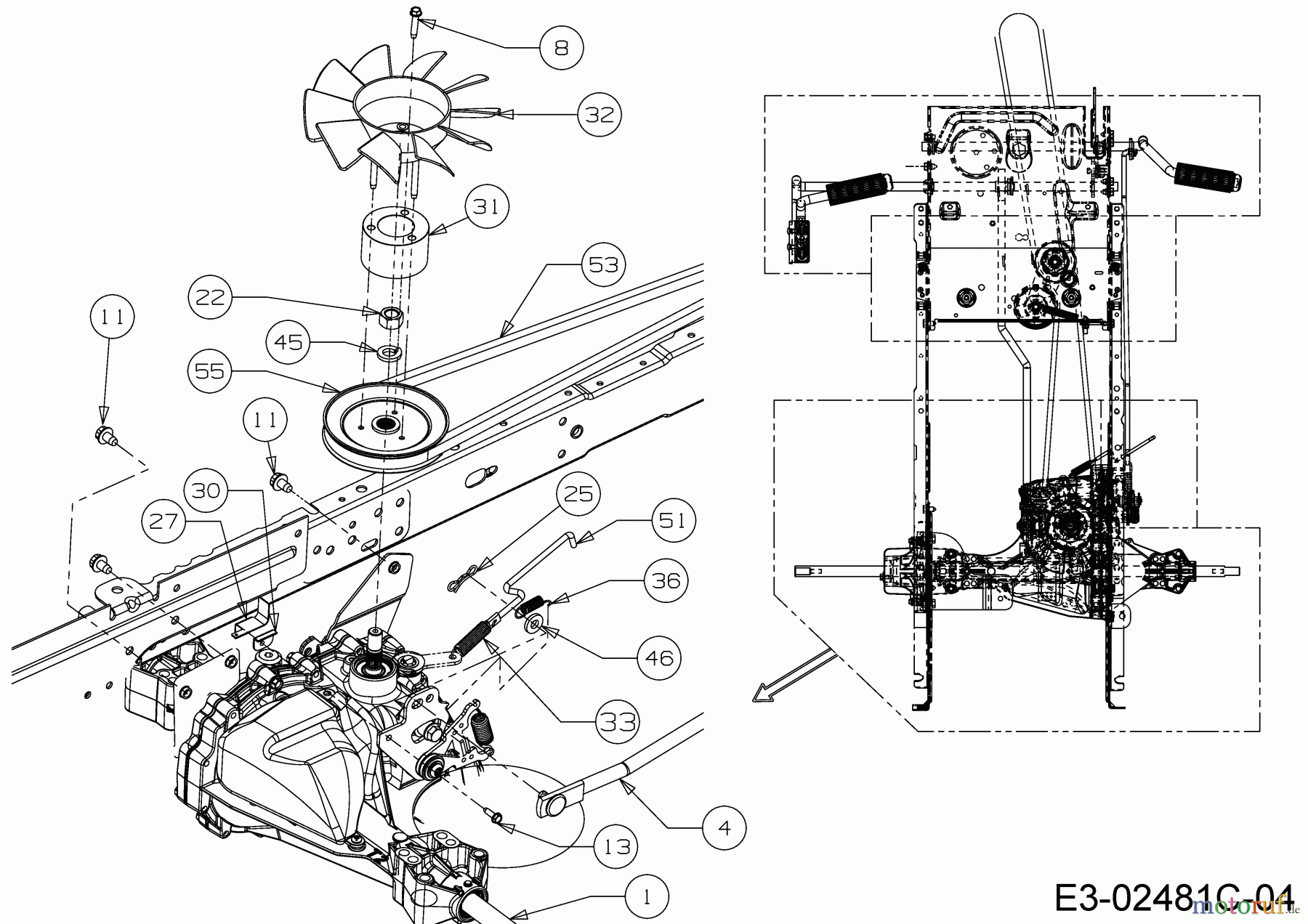 MTD Rasentraktoren LT 105 EXHK 13AG71KN682 (2018) Keilriemenscheibe Hydrostat, Lüfterrad