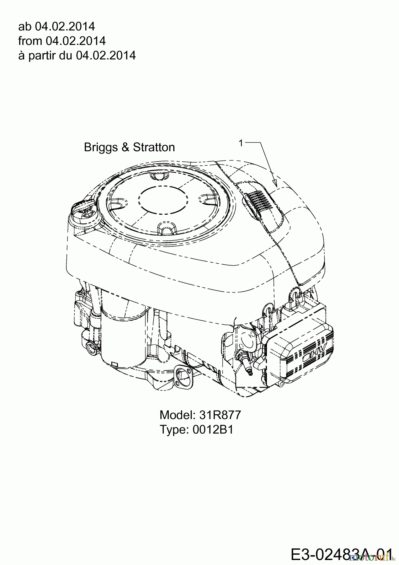 Tigara Rasentraktoren TG 19/107 H 13HJ79KG649 (2014) Motor Briggs & Stratton ab 04.02.2014