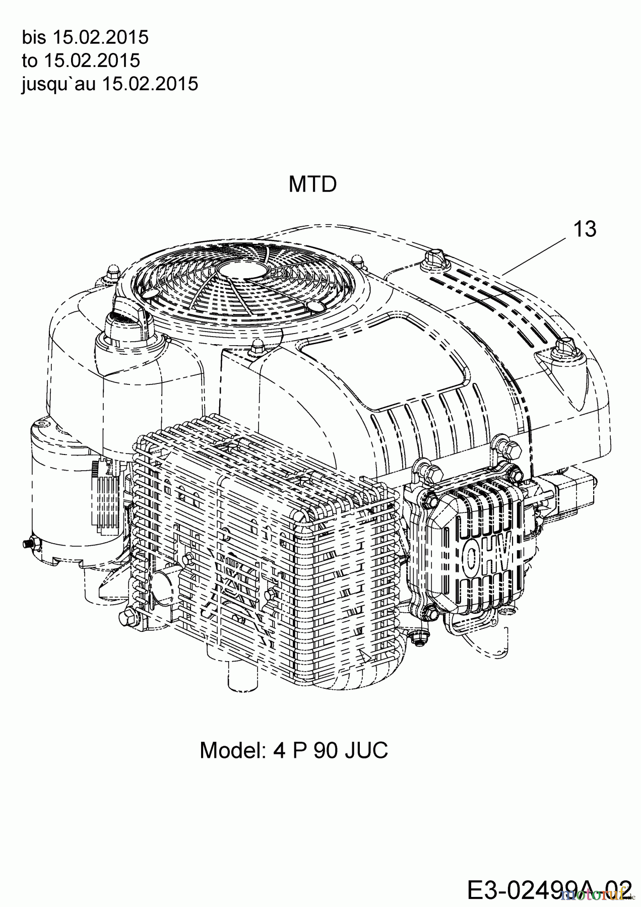 MTD Rasentraktoren 420/38 13A2765F308 (2015) Motor MTD bis 15.02.2015