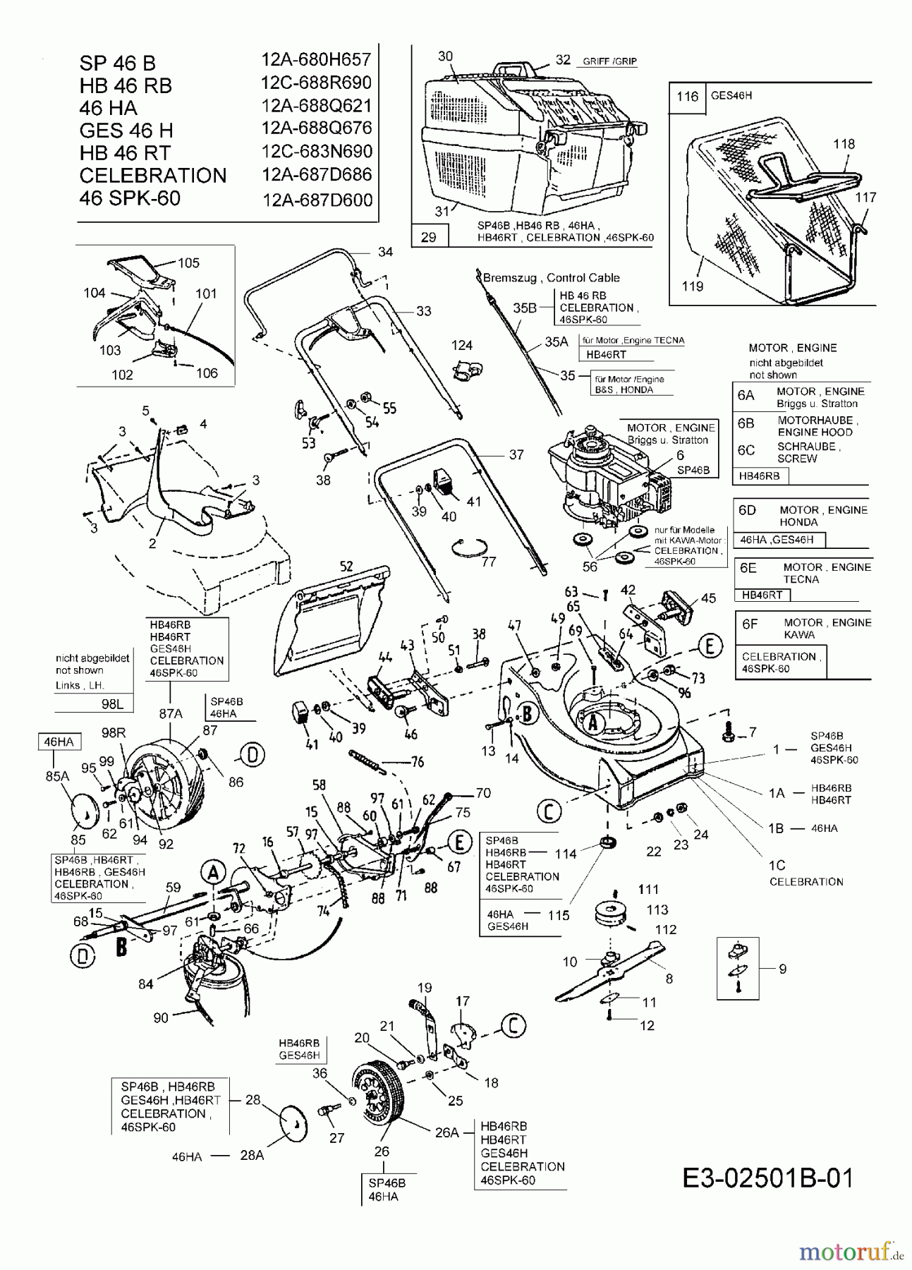 MTD Motormäher mit Antrieb 46 SPK-60 12A-687D600 (2007) Grundgerät