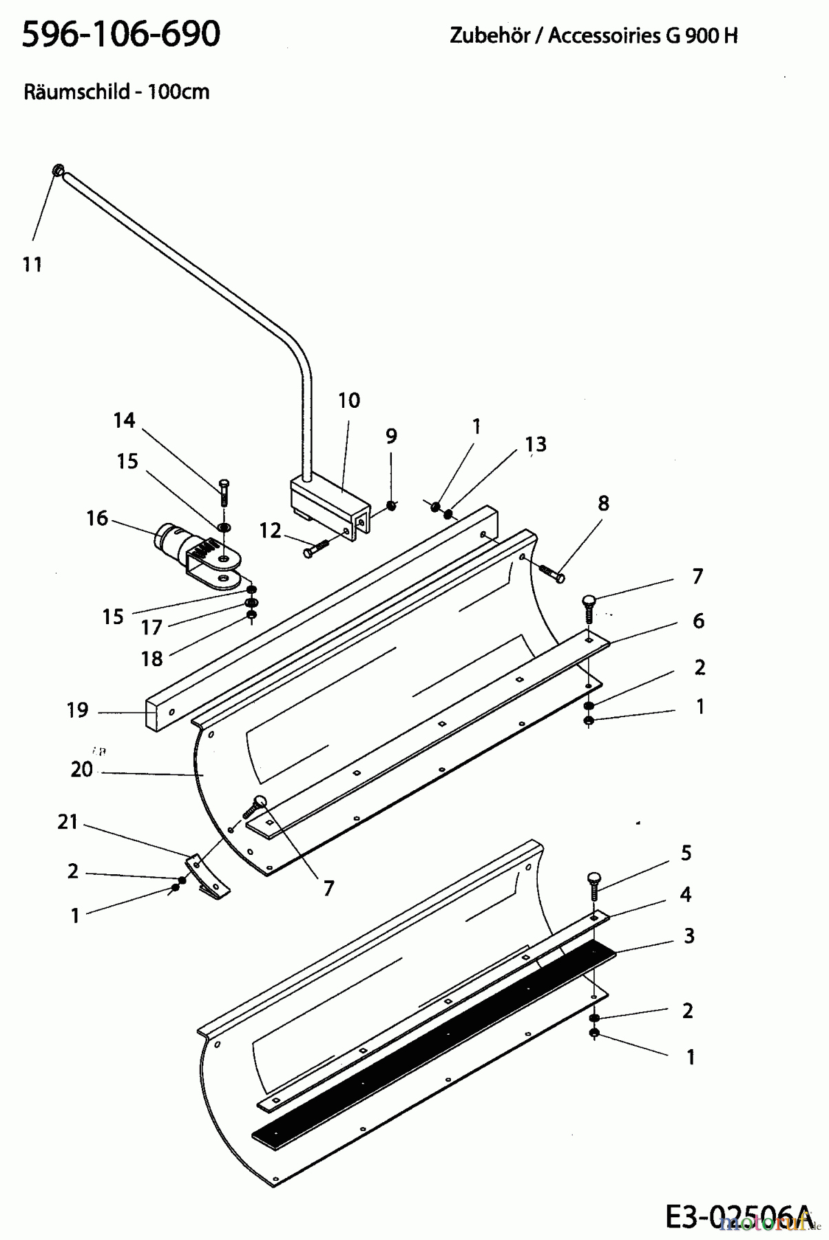 MTD Zubehör Zubehör Einachser Räumschild 100 cm für G 900 H 596-106-690 (2004) Zubehör