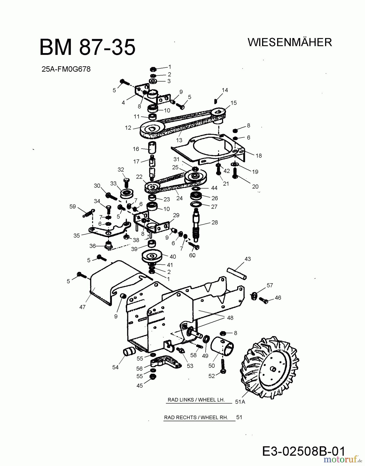 MTD Balkenmäher BM 87-35 25A-FM0G678 (2010) Fahrantrieb, Räder