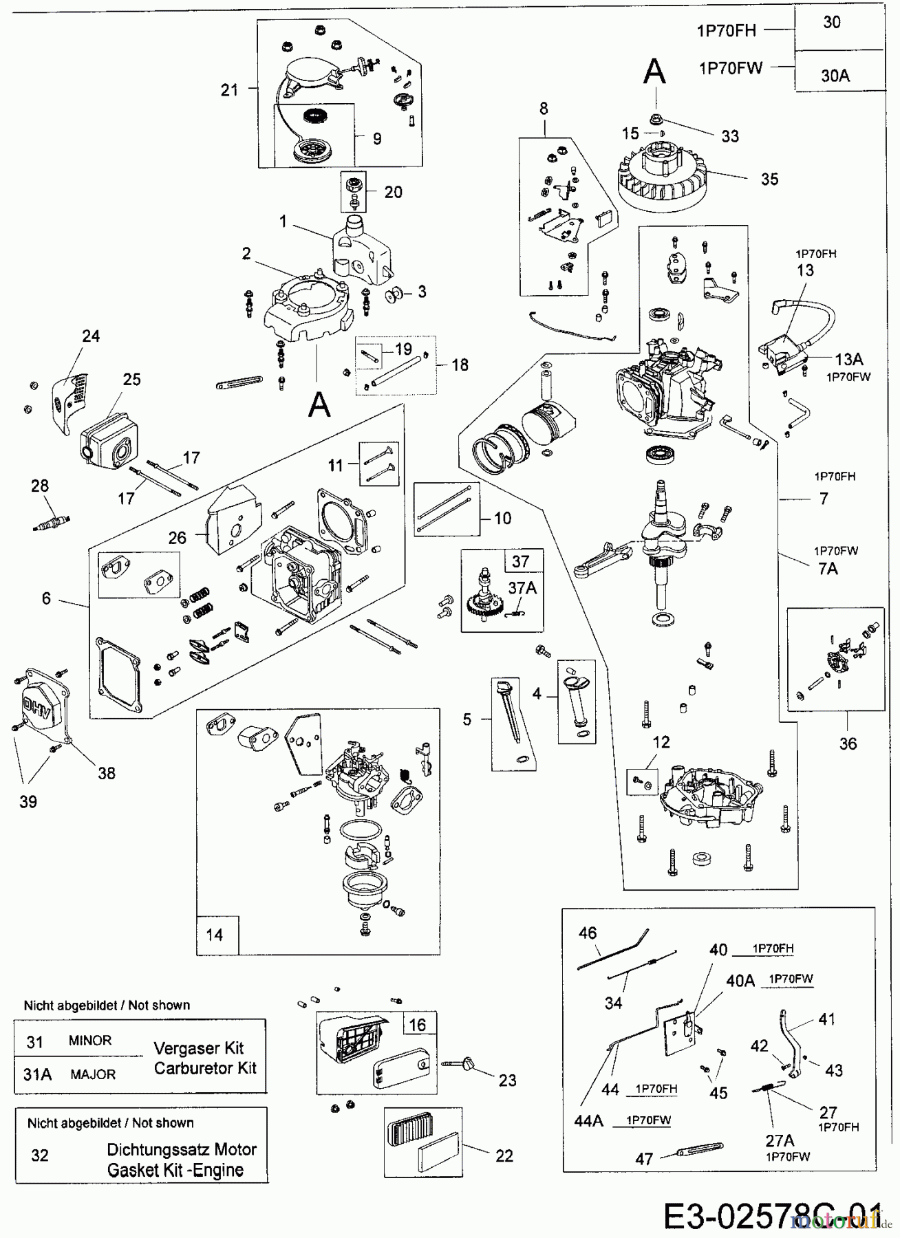 MTD-Motoren Vertikal 1P70FW 752Z1P70FW (2006) Motor