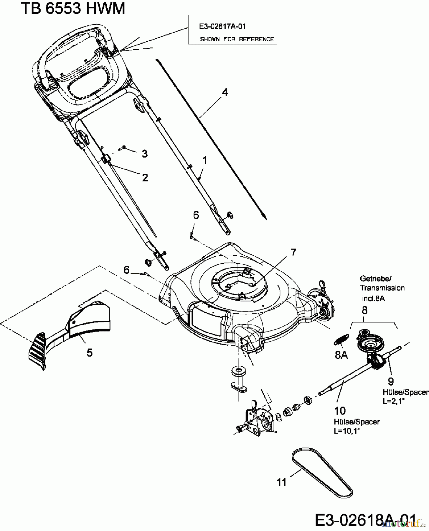 Troy-Bilt Motormäher mit Antrieb TB 6553 HWM 12AD568G609 (2006) Getriebe, Unterholm