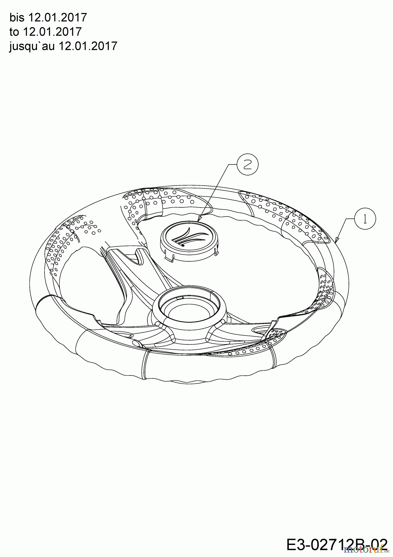 Helington Rasentraktoren H 96 HB 13HM79KF686 (2018) Lenkrad bis 12.01.2017