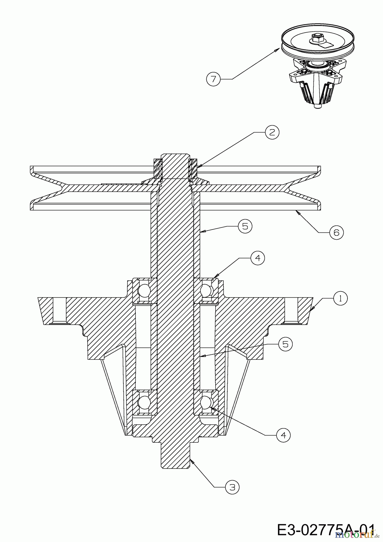 MTD Rasentraktoren 22/46 13AT77KT308 (2014) Messerspindel 618-06989