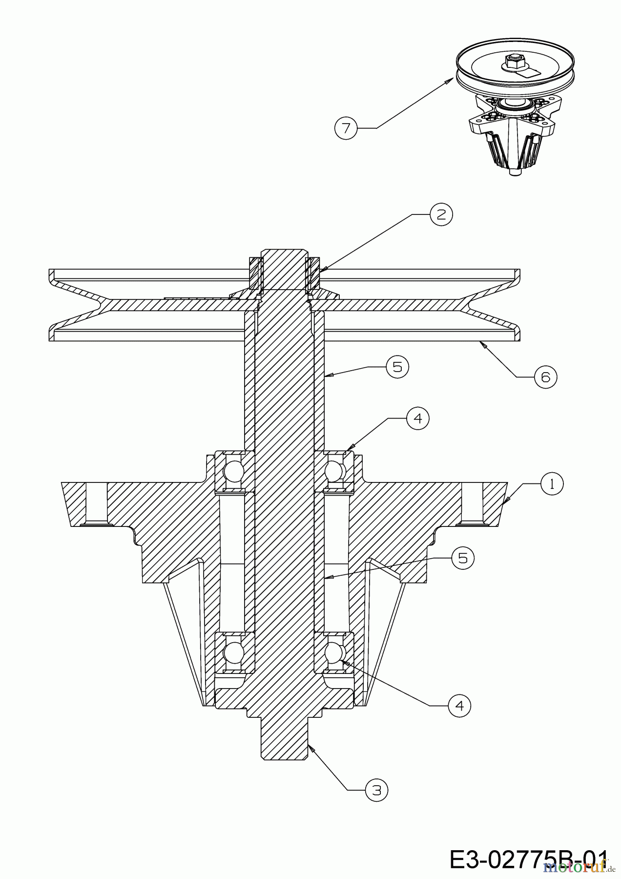 MTD Rasentraktoren 22/46 13AT77KT308 (2018) Messerspindel 618-06989