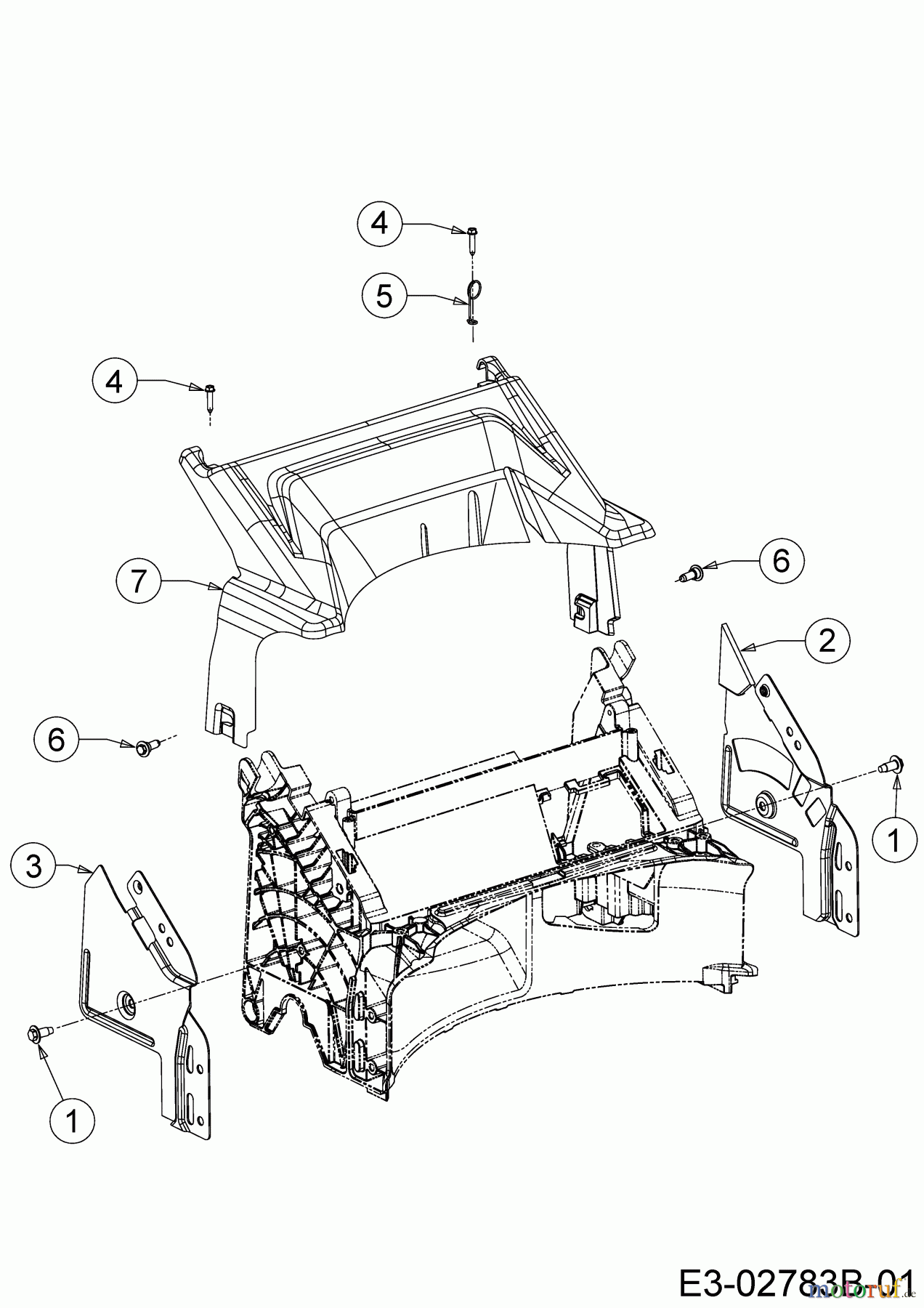 Cub Cadet Motormäher mit Antrieb CC 53 SPOEVHW 12ACPVS7603 (2016) Abdeckung hinten, Holmbraketten