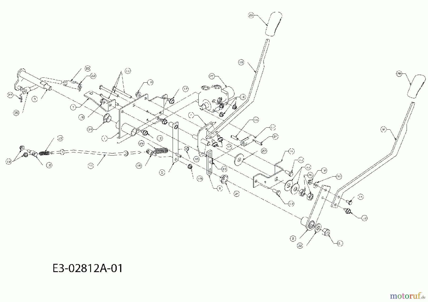 Massey Ferguson Kompakttraktoren MF 22-28 GC 54AD64J-695 (2007) Hebel Mähwerks- und Dreipunktheckaushebung, Hebel Untersetzung