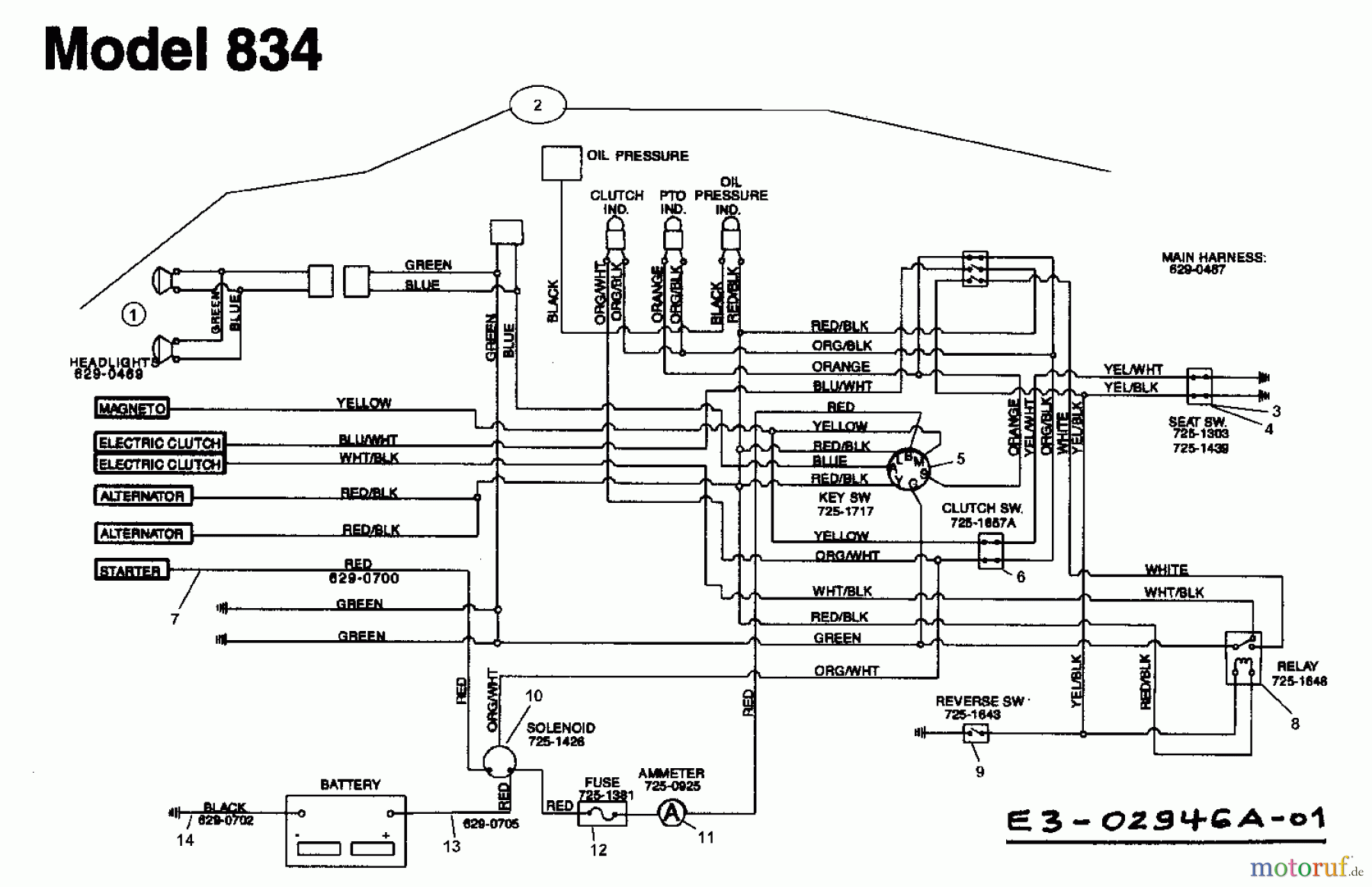  Yard-Man Gartentraktoren TH 8200 14AU834-643  (1998) Elektroteile