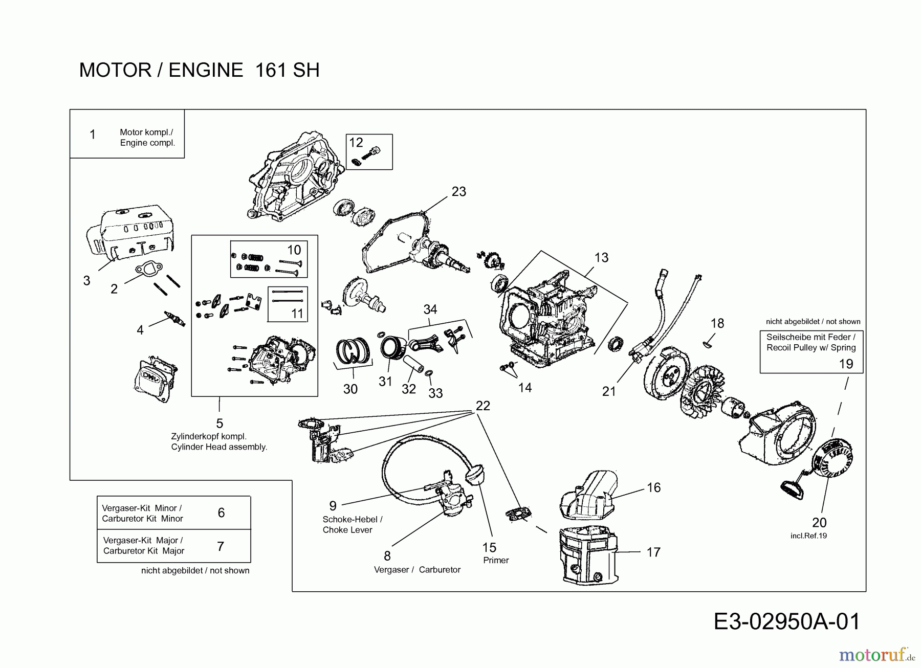 MTD-Motoren Horizontal 161-SH 752Z161SH (2008) Motor MTD