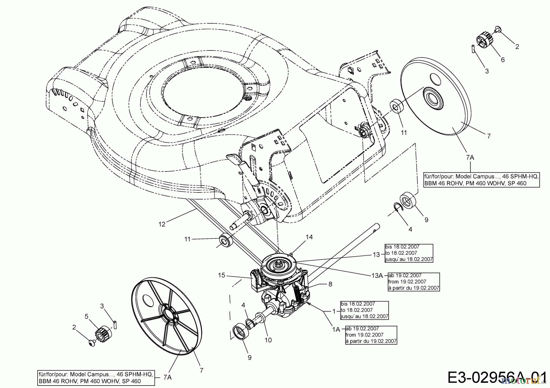 Best Garden Motormäher mit Antrieb BG 46 SPO 12C-J2ME625 (2007) Getriebe