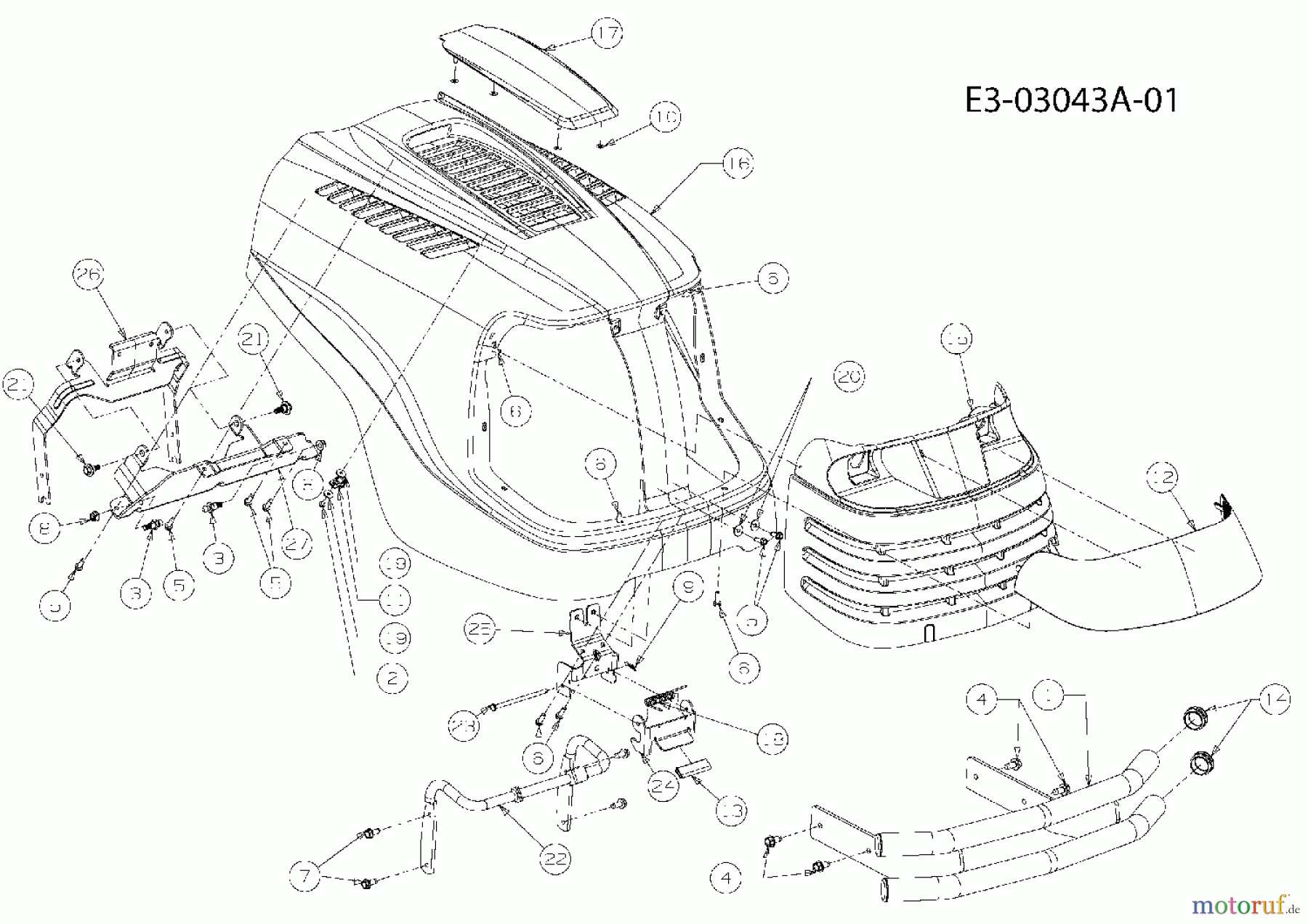 Massey Ferguson Gartentraktoren MF 21-22 GC 14A-2E7-695 (2007) Motorhaube Massey Ferguson