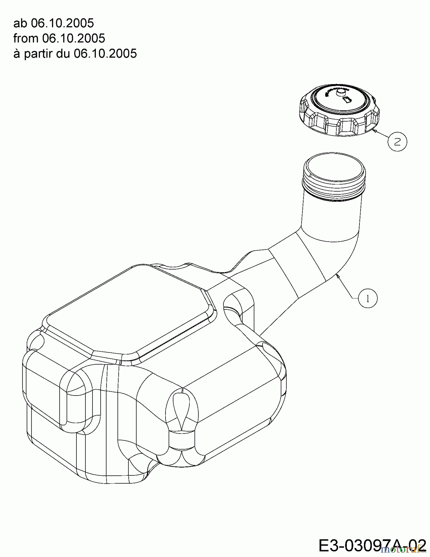  Cub Cadet Gartentraktoren GT 1223 14AP13CP603  (2005) Tank ab 06.10.2005