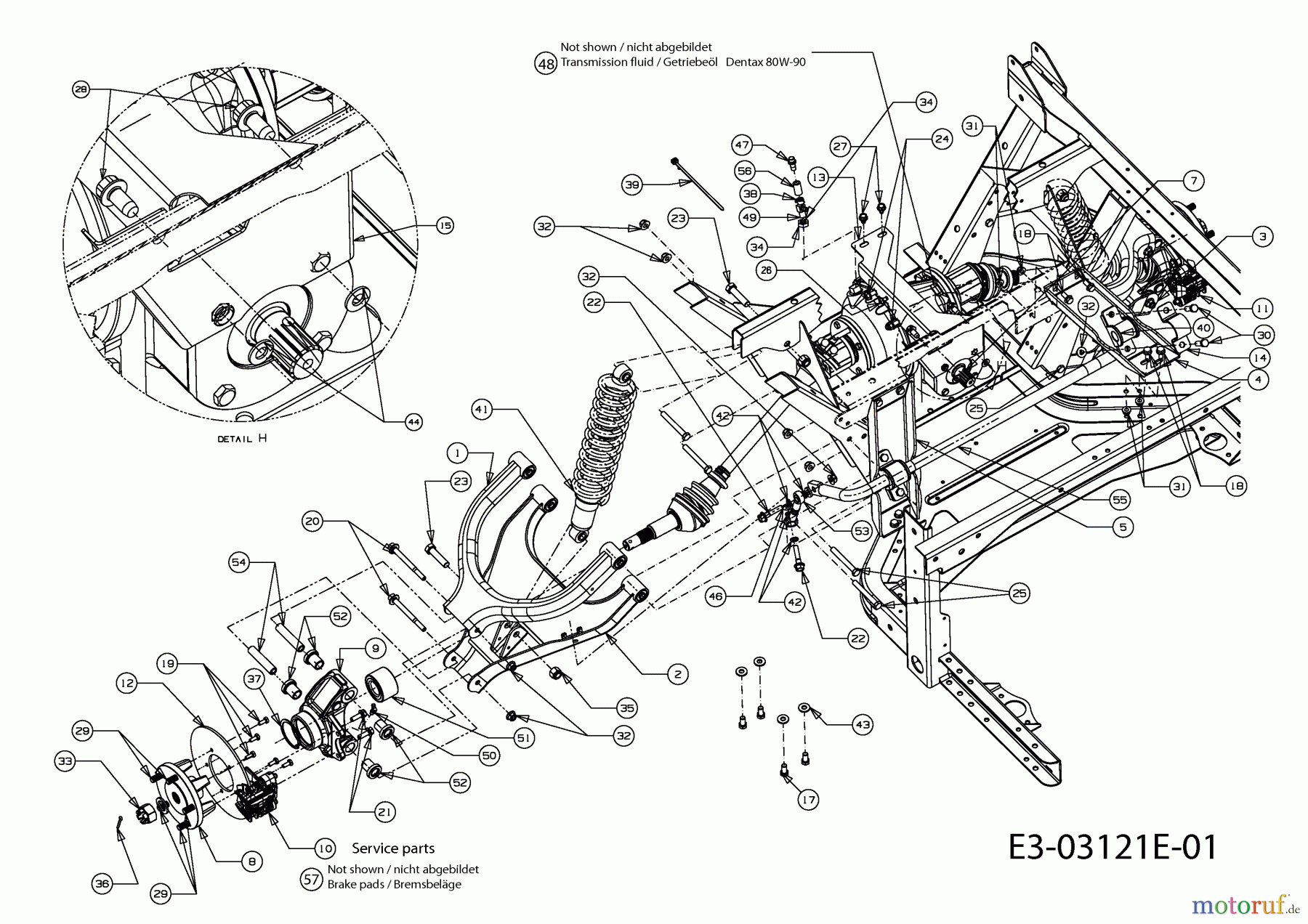  Cub Cadet Utility Vehicle Volunteer Camo 37AK467D603  (2011) Achsen hinten, Bremsen hinten, Differential hinten, Stossdämpfer hinten