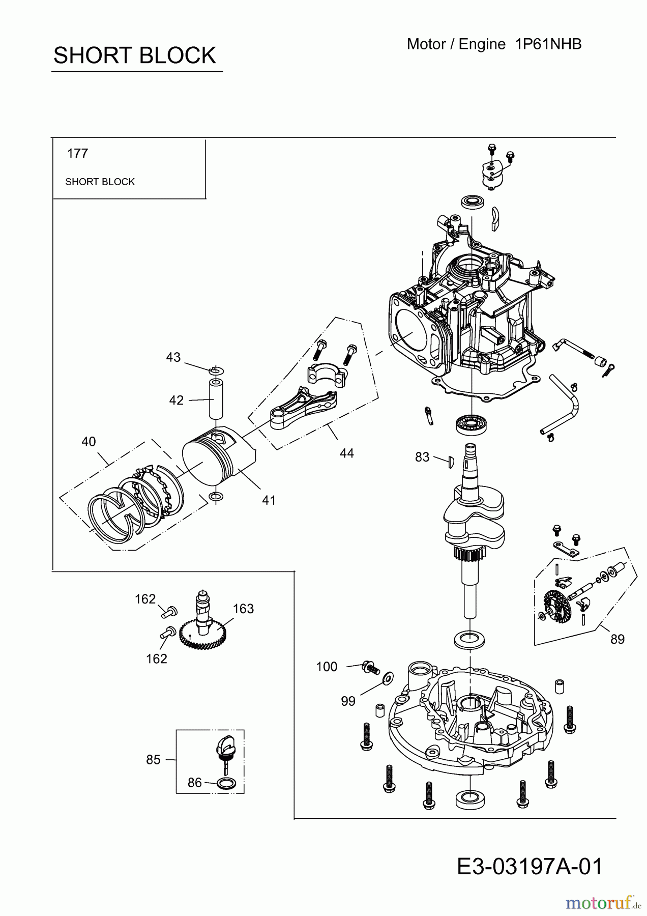 MTD-Motoren Vertikal 1P61NHB 752Z1P61NHB (2013) Rumpfmotor