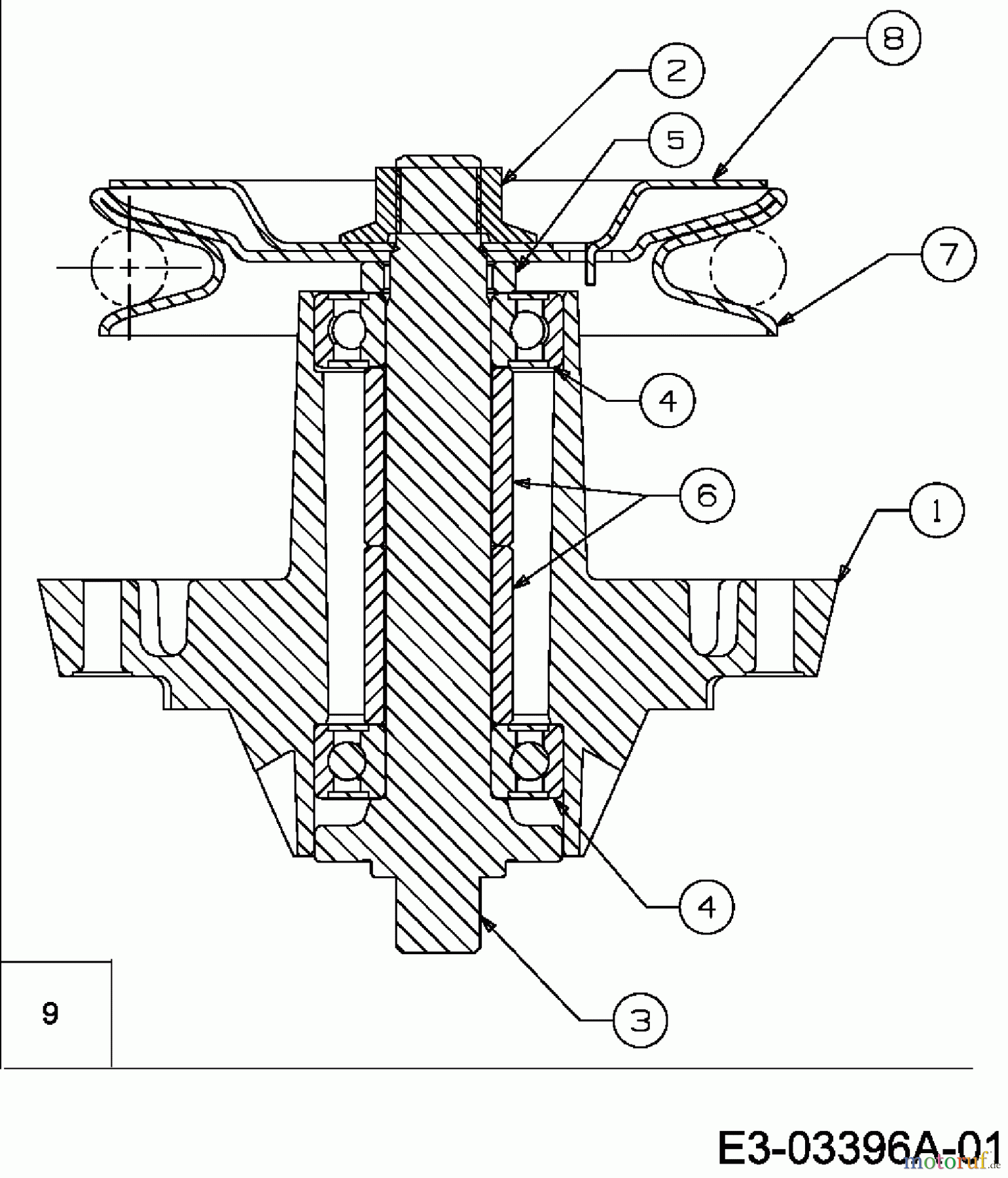 Goldpower Rasentraktoren GP 155/96 13DM458F631 (2008) Messerspindel 618-04241