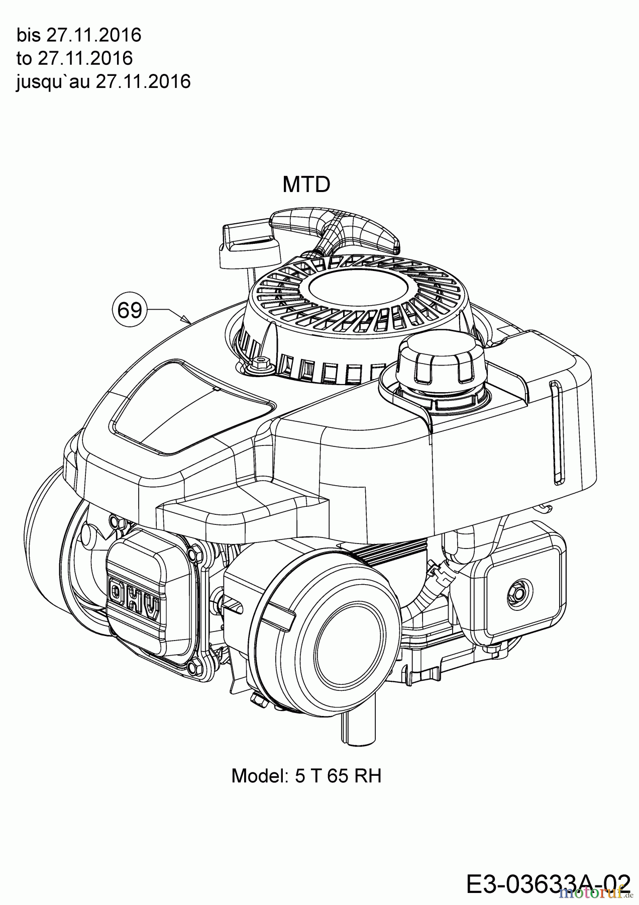 Wolf-Garten Motormäher A 4200 T 11A-LSSC650 (2017) Motor MTD bis 27.11.2016