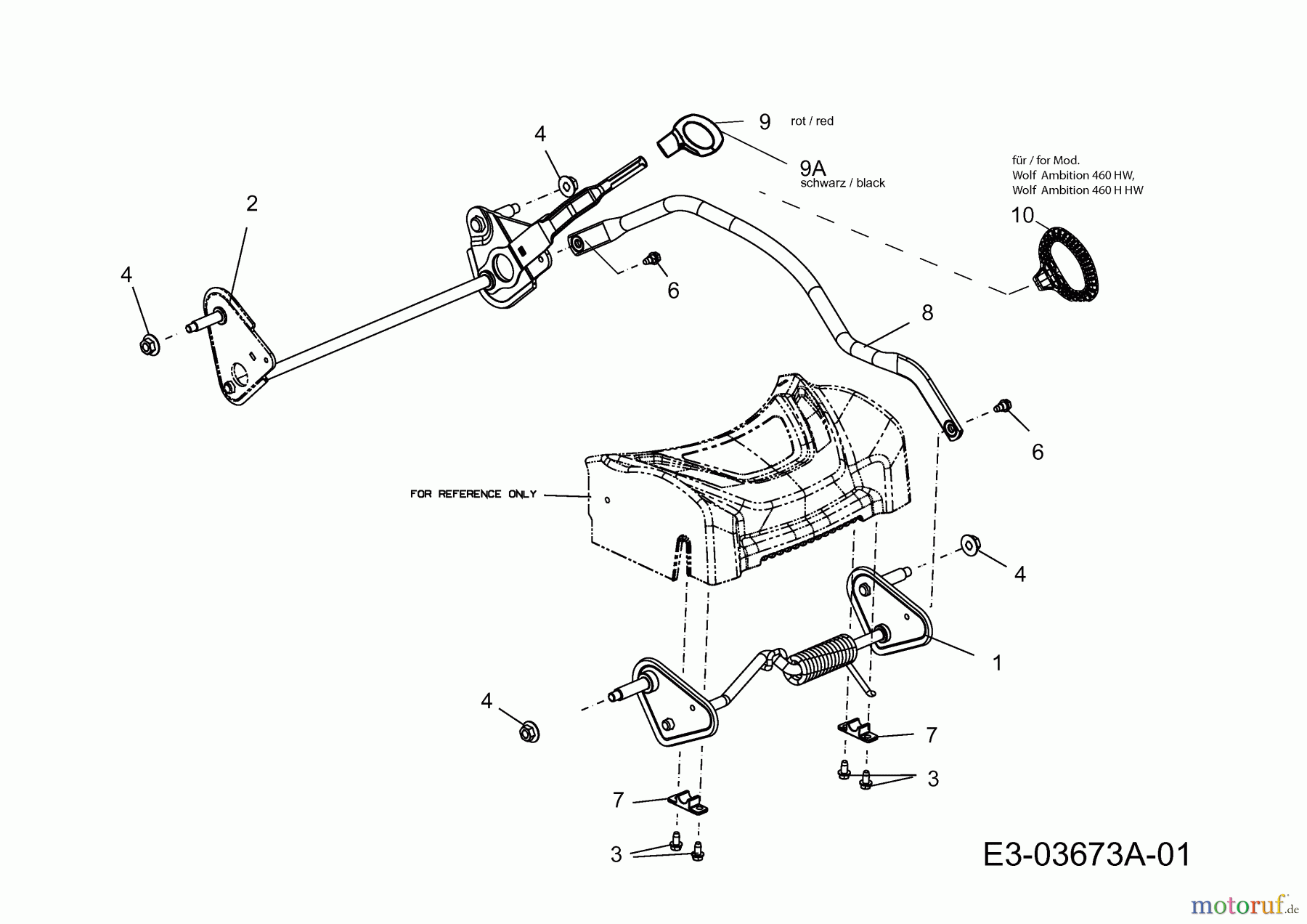 Wolf-Garten Motormäher Ambition 460 HHW 11A-TVBQ650 (2014) Höhenverstellung