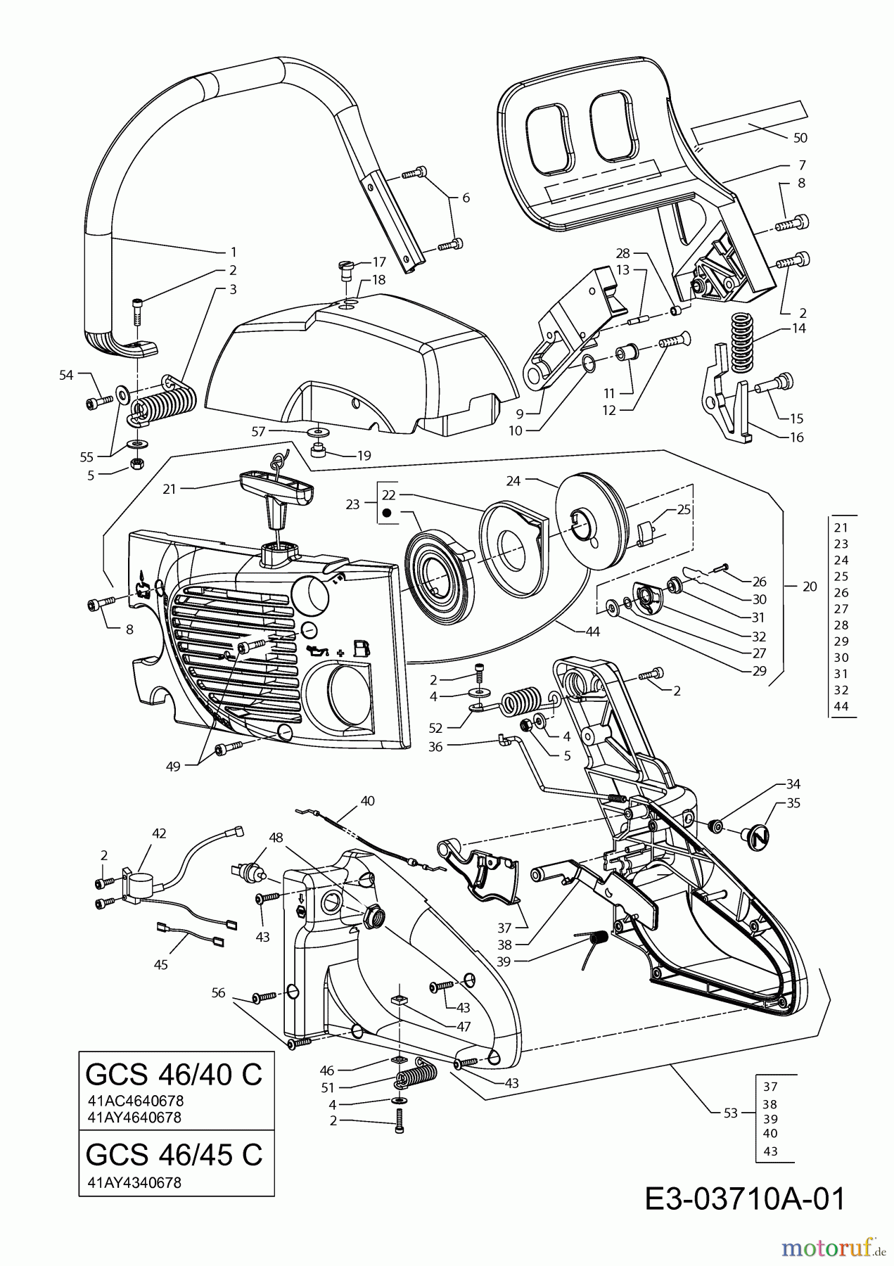 MTD Motorkettensägen GCS 46/40 C 41AC4640678 (2008) Handgriff, Motorabdeckungen