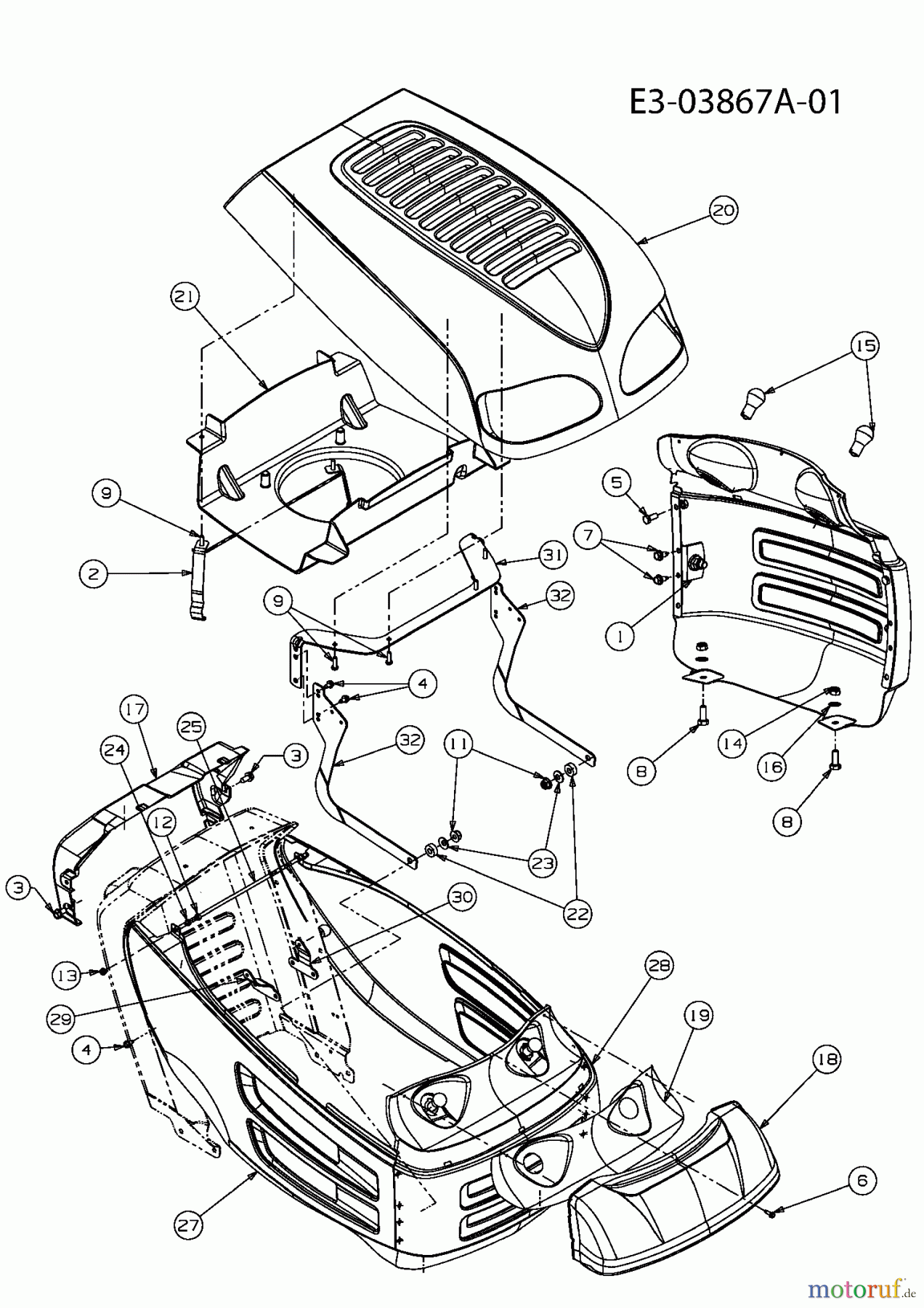 Raiffeisen Rasentraktoren RMS 7145-96 T 13AM777F628 (2009) Motorhaube 7-Style