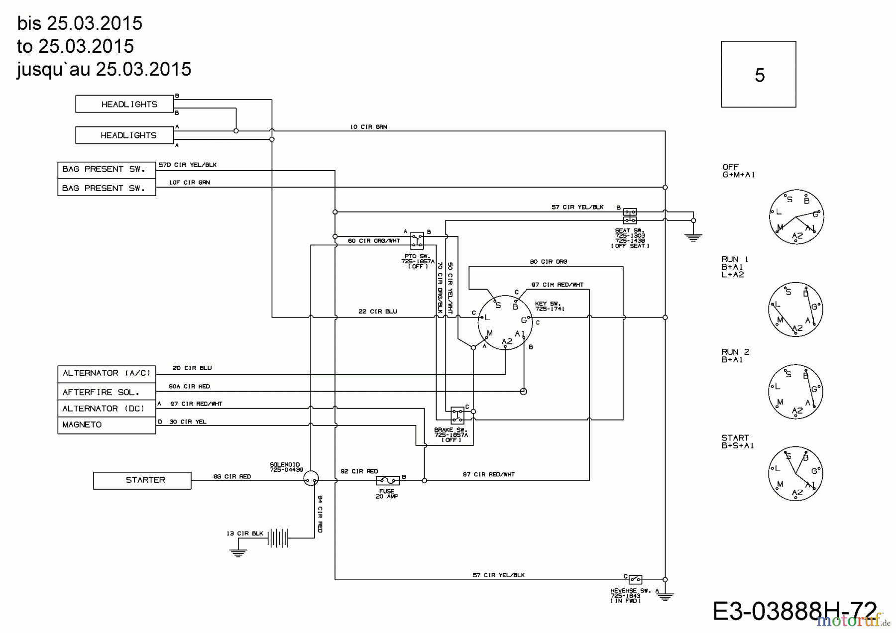 Black Edition Rasentraktoren 180-92 13HT717E615 (2015) Schaltplan bis 25.03.2015