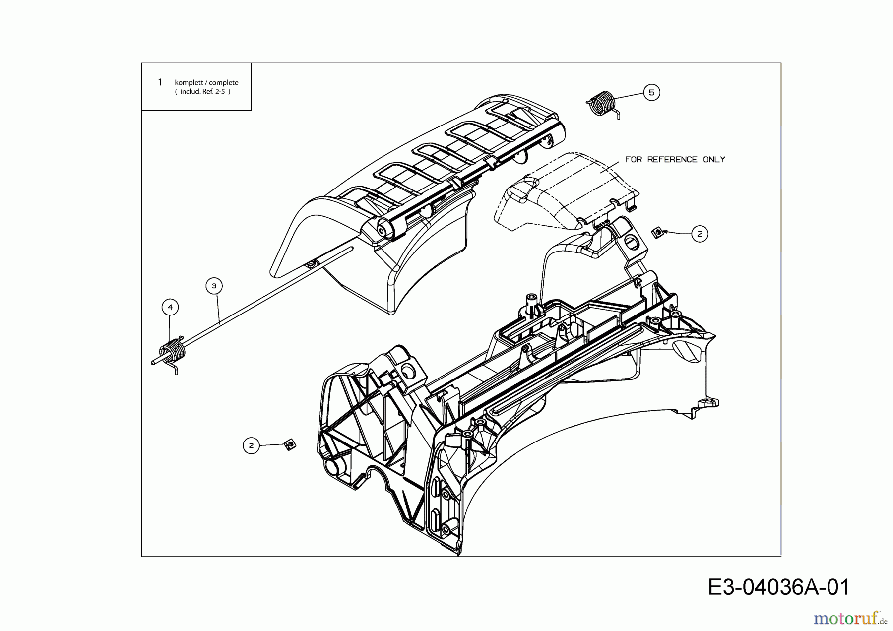 Cub Cadet Motormäher mit Antrieb CC 53 SPO W 12AQC6J3603 (2015) Leitstück hinten, Stange Heckklappe