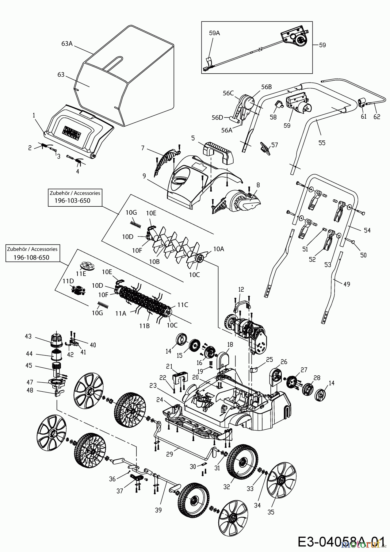  Wolf-Garten Elektrovertikutierer Ambition V 378 E 16AFFHPA650  (2014) Grundgerät