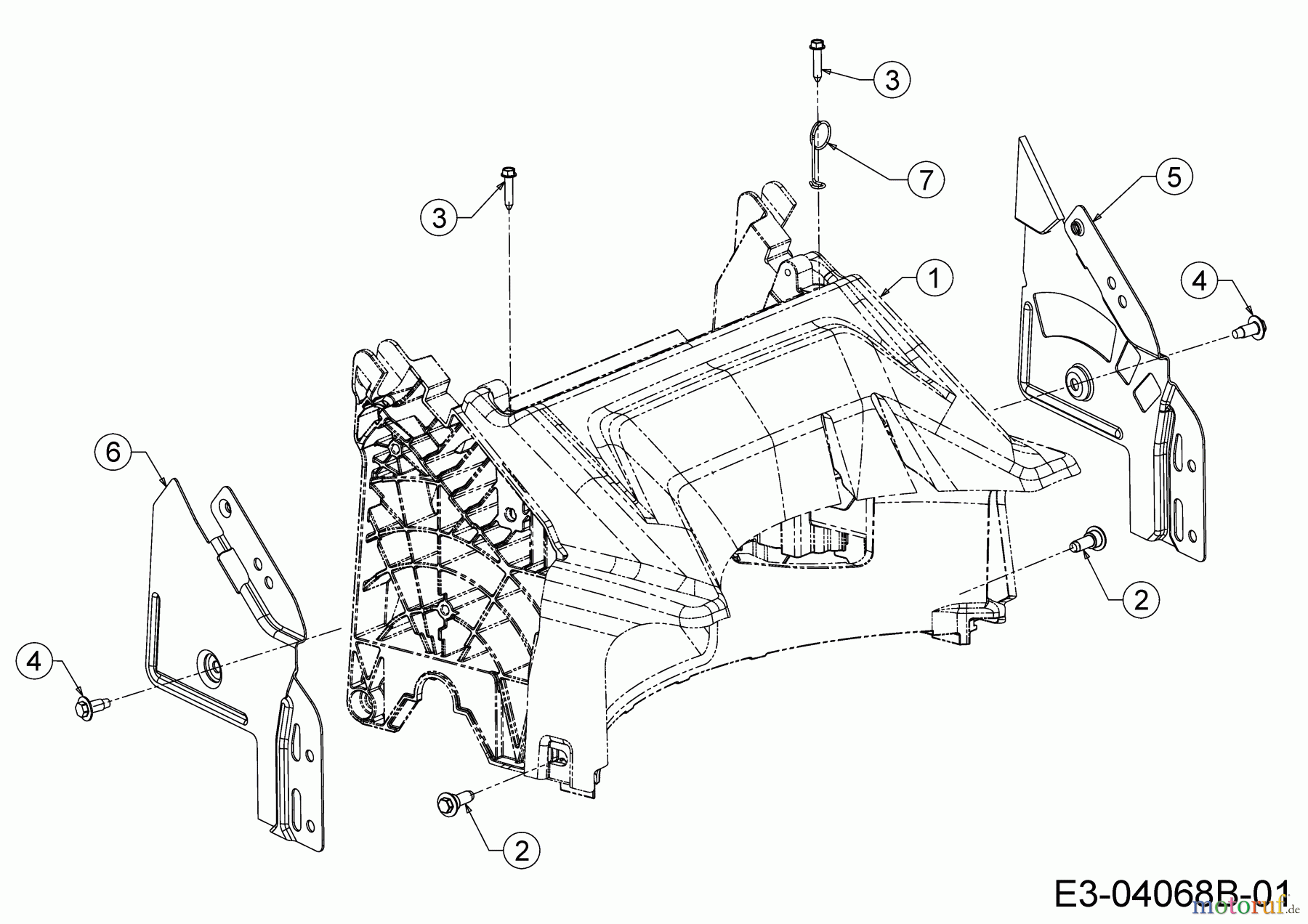  Wolf-Garten Motormäher mit Antrieb S 5300 A 12B-PO5M650  (2016) Abdeckung hinten, Holmbraketten