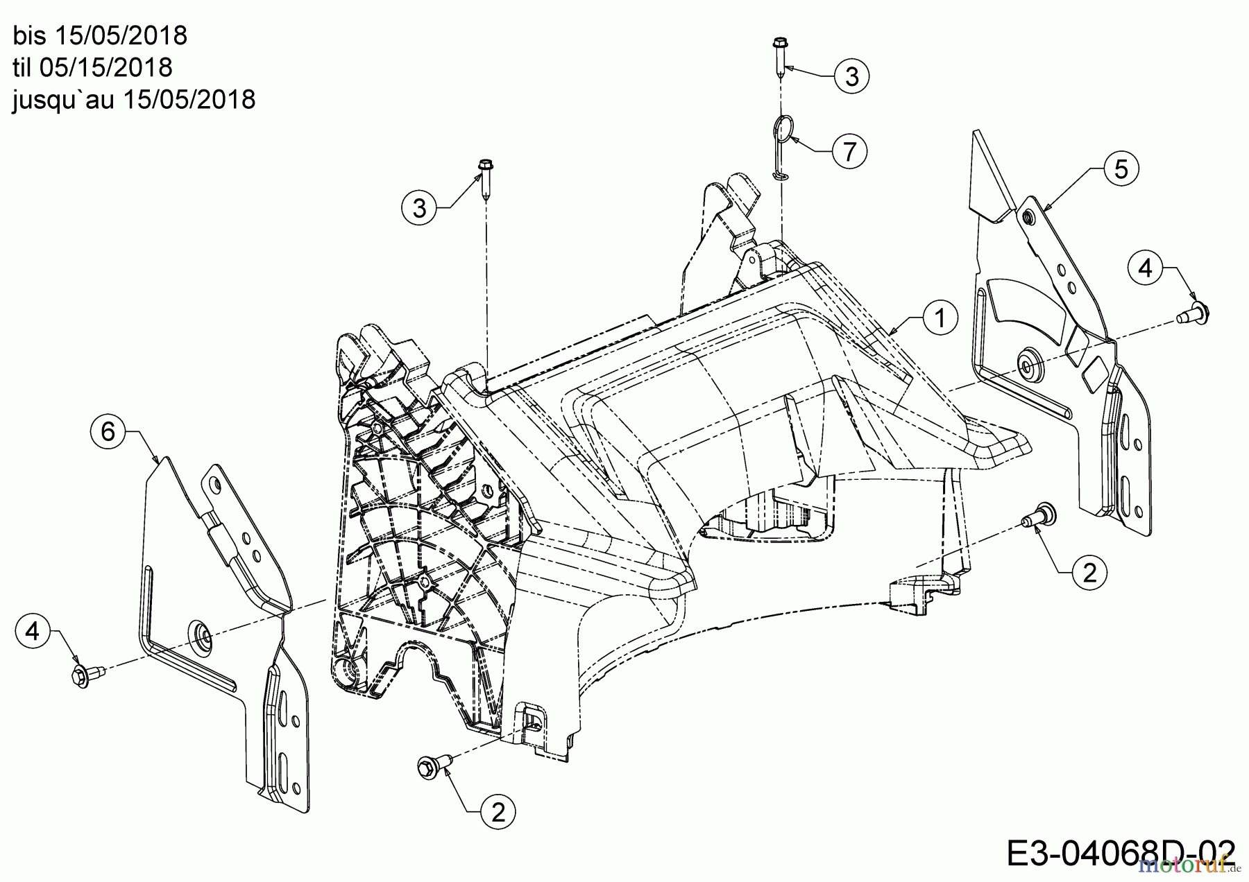 Wolf-Garten Motormäher mit Antrieb WA 53 AHW 12A-PV5L650 (2018) Abdeckung hinten, Holmbraketten bis 15/05/2018