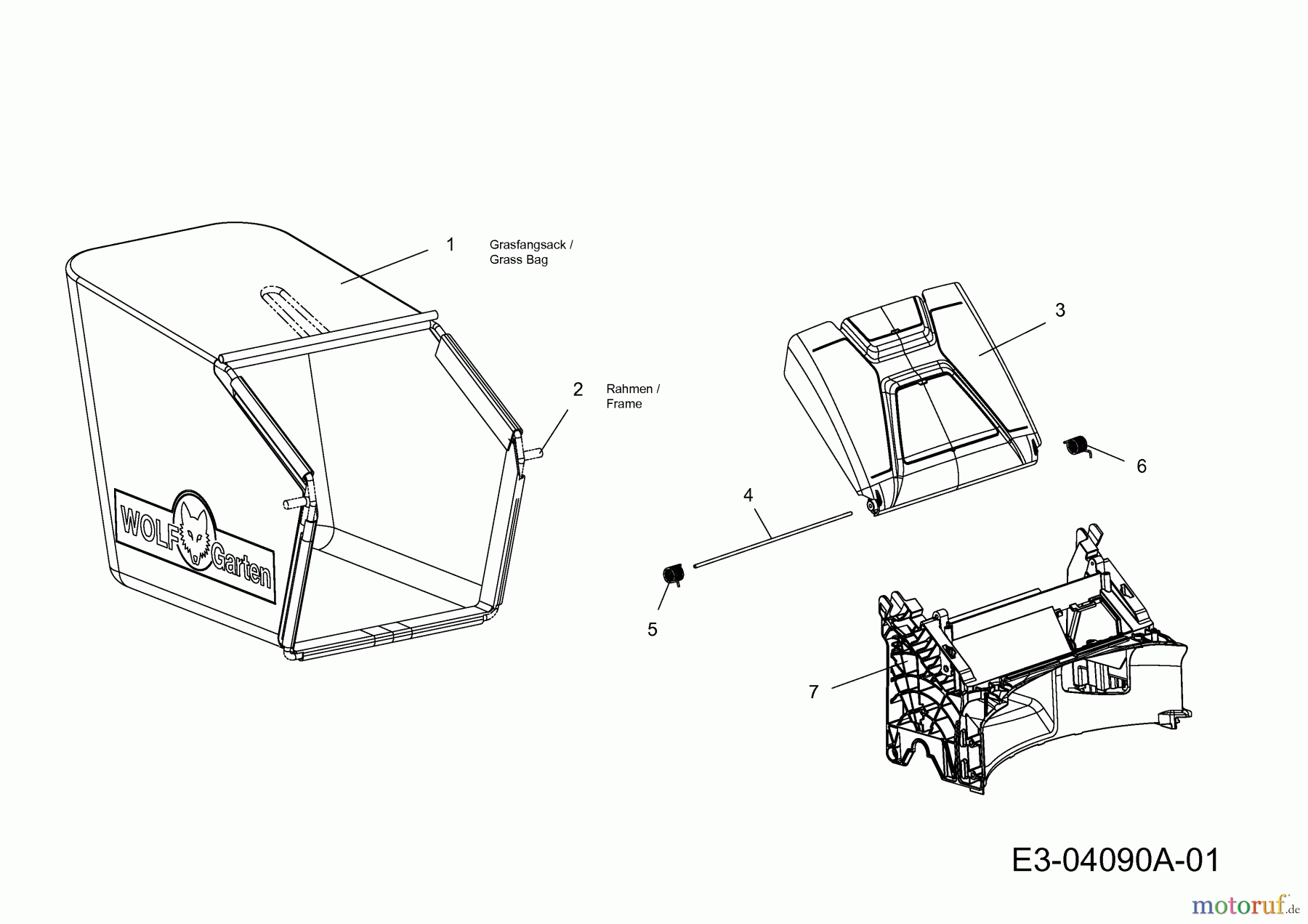 Wolf-Garten Motormäher mit Antrieb Select 5300 A 12A-POJ6650 (2014) Grasfangsack, Heckklappe, Leitstück hinten