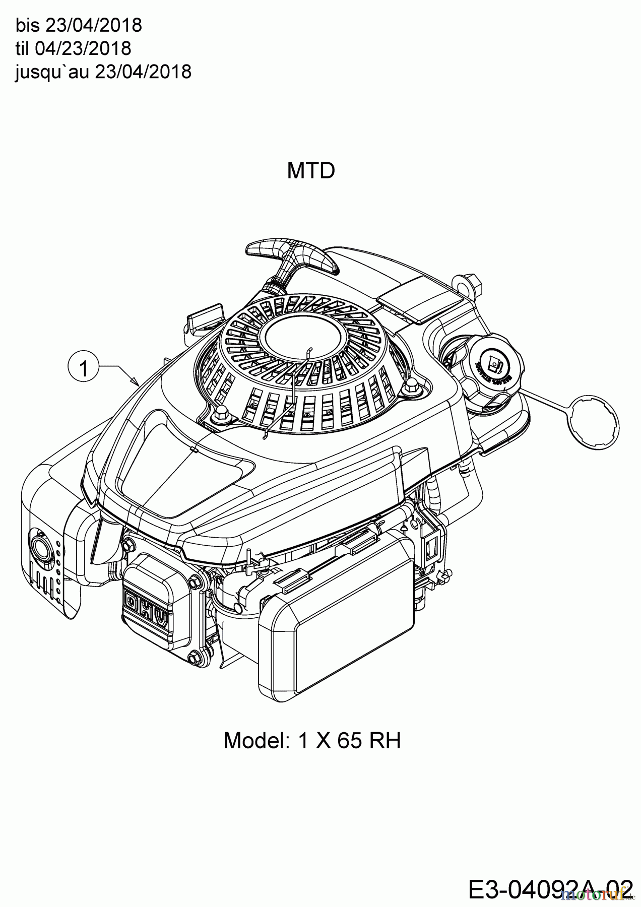 MTD Motormäher mit Antrieb 5350 HW 12A-PDJ6600 (2018) Motor MTD bis 23/04/2018