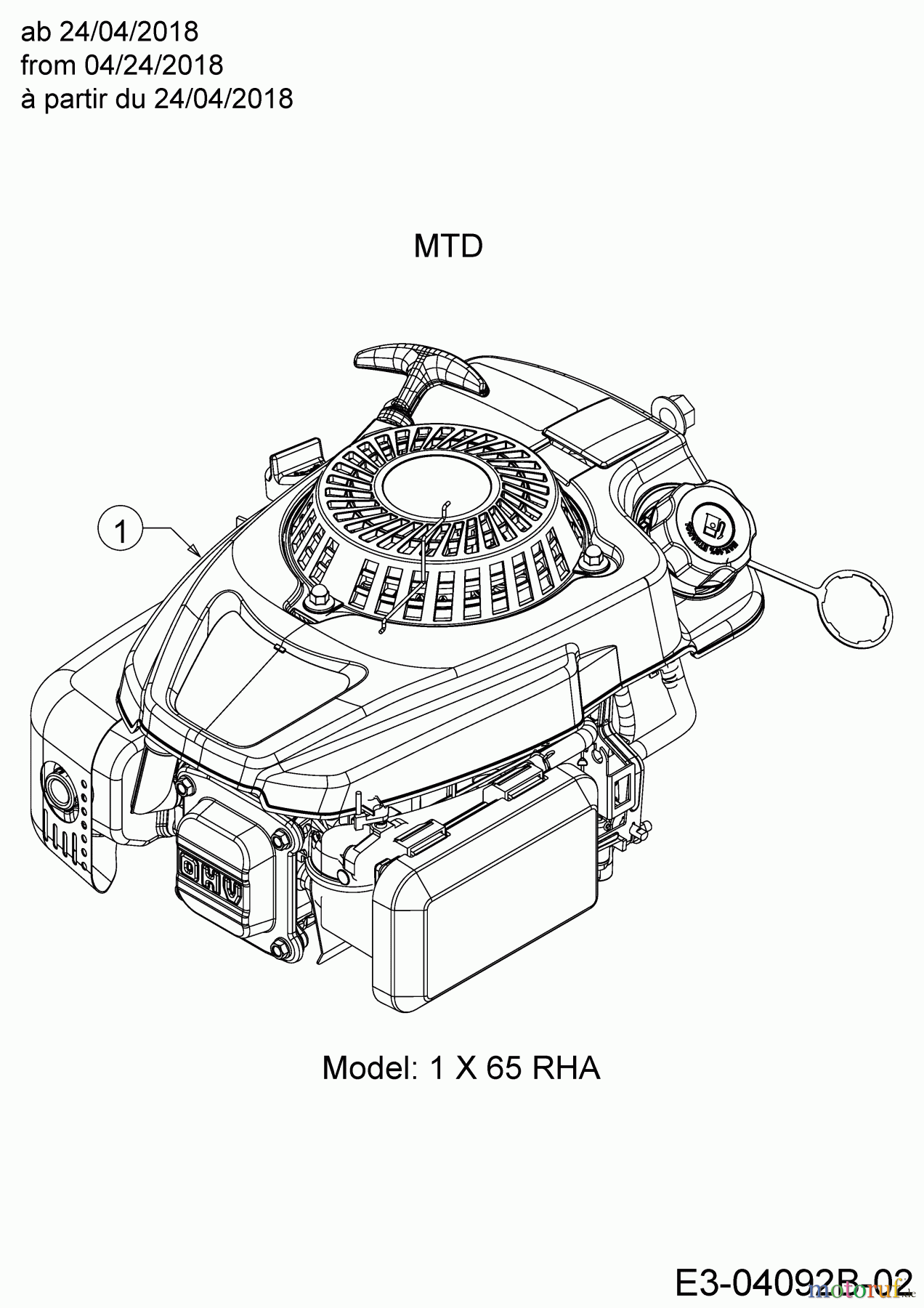 MTD Motormäher mit Antrieb 5350 HW 12A-PDJ6600 (2018) Motor MTD ab 24/04/2018