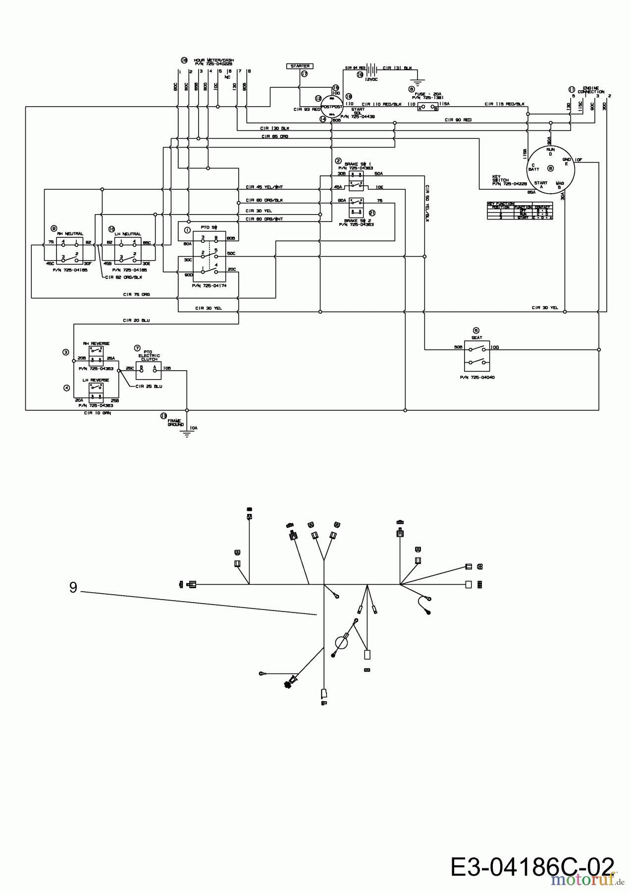 MTD Zero Turn P 170 HZ-S 17AE2ACS678 (2012) Schaltplan