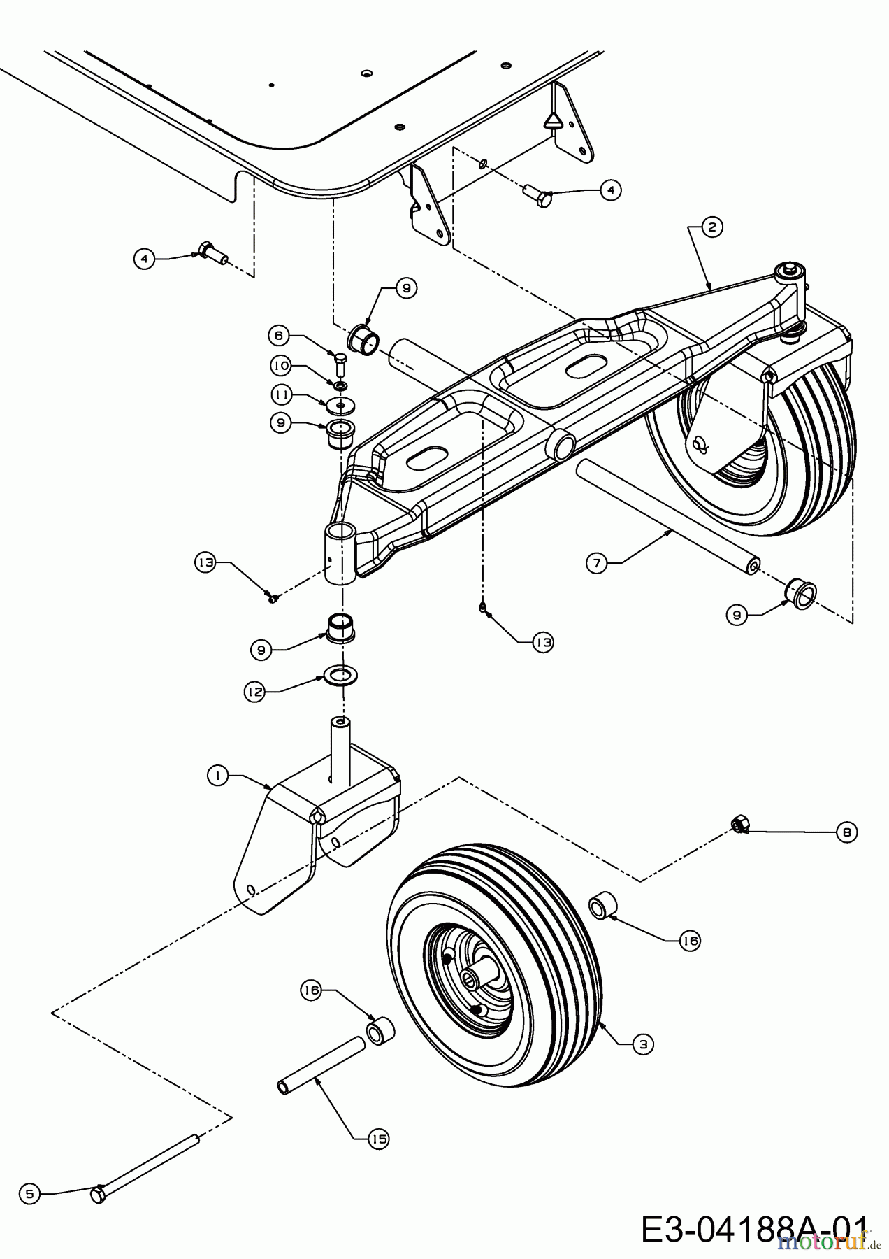 Troy-Bilt Zero Turn Mustang XP 50 17WF2ACP066 (2011) Räder, Vorderachse