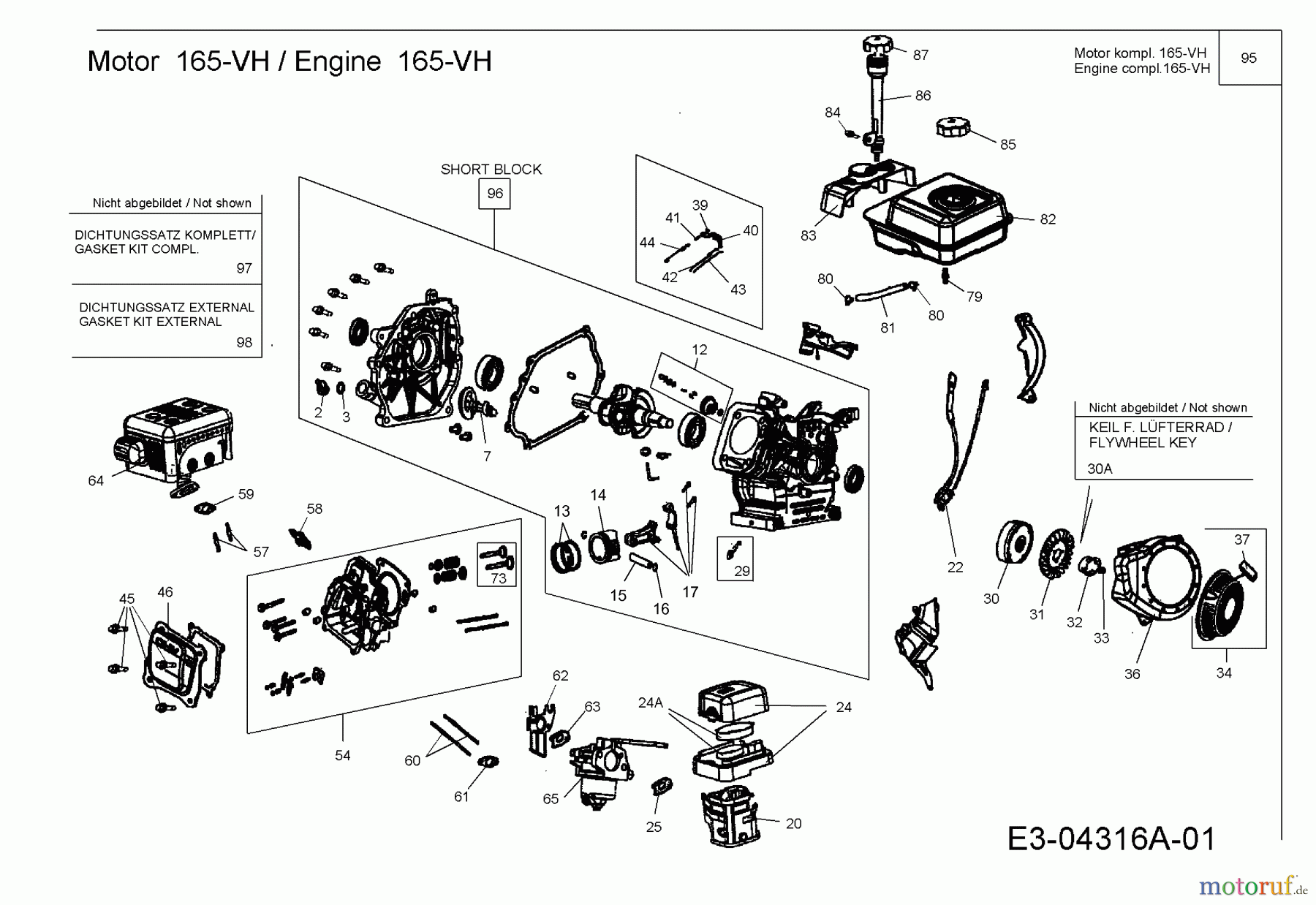 MTD-Motoren MTD horizontal 165-VH 752Z165-VH (2008) Motor