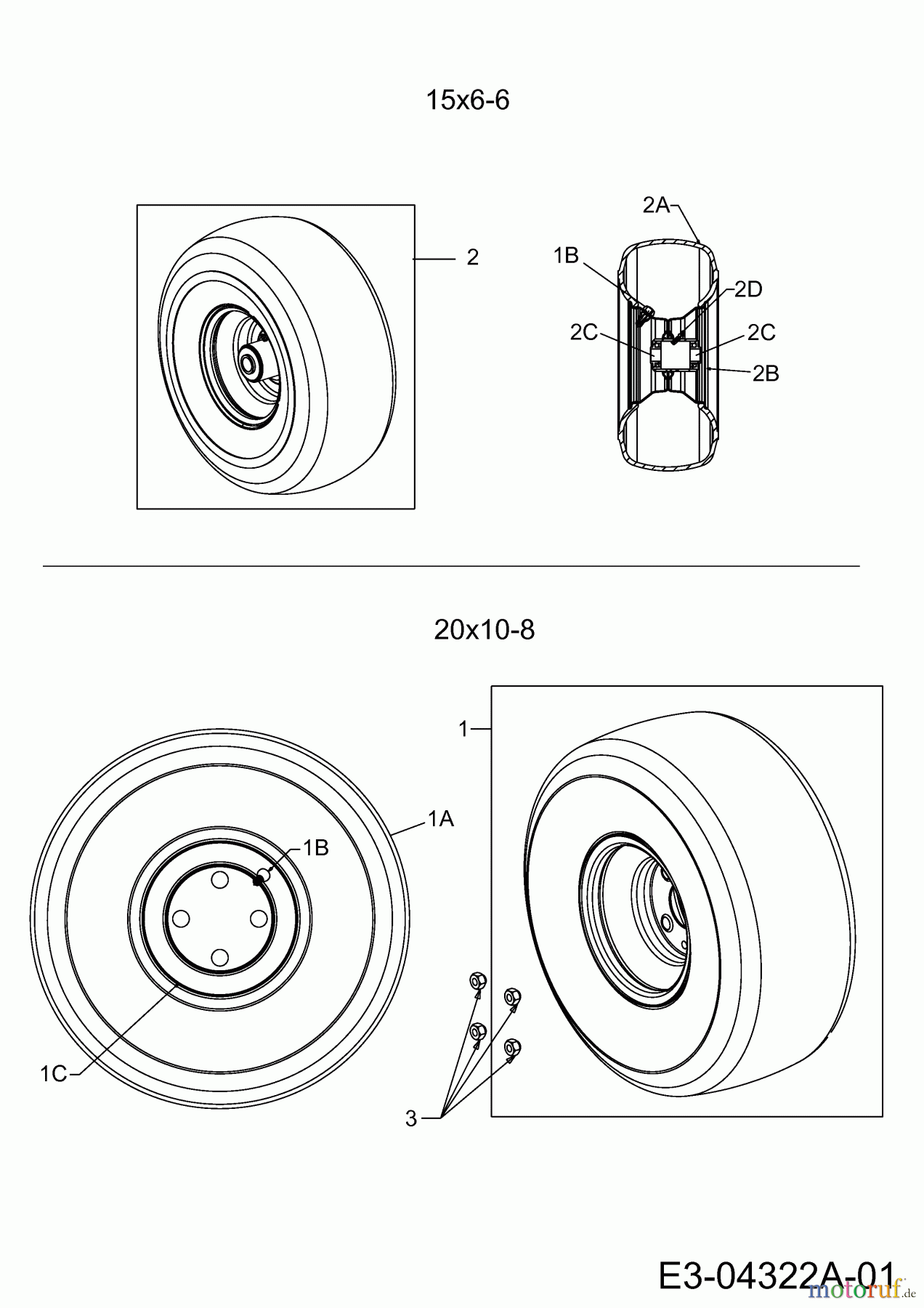 Cub Cadet Zero Turn FMZ 50 17AI4BFP603 (2008) Räder 15x6-6; 20x10-8