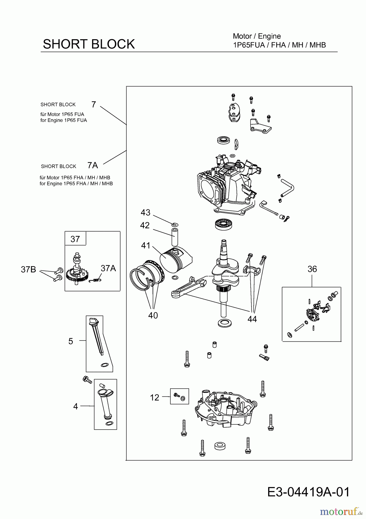 MTD-Motoren MTD vertikal 1 P 65 MH 752Z1P65MH (2007) Short Block