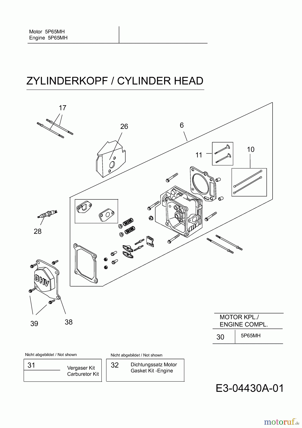 MTD-Motoren MTD vertikal 5 P 65 MH 752Z5P65MH (2008) Zylinderkopf