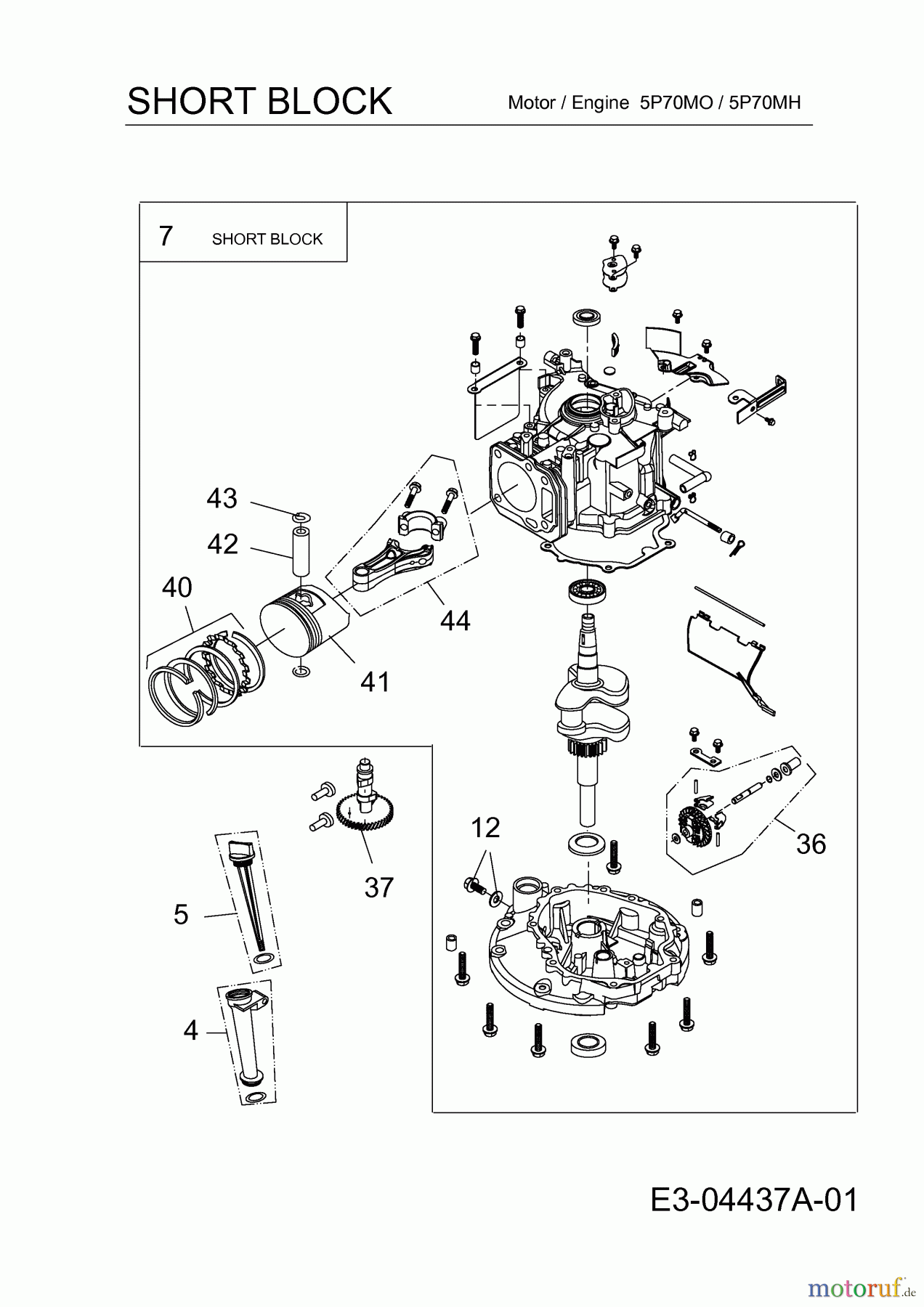 MTD-Motoren MTD vertikal 5 P 70 MO 752Z5P70MO (2008) Short Block