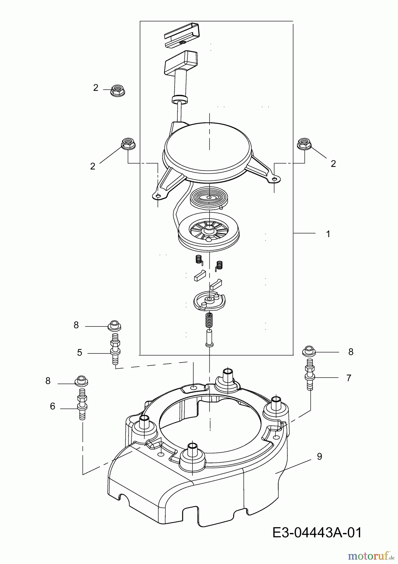 Wolf-Garten Benzinmotoren MTD 1 P 61 RH 752Z1P61RH (2011) Reversierstarter, Lüfterhaube