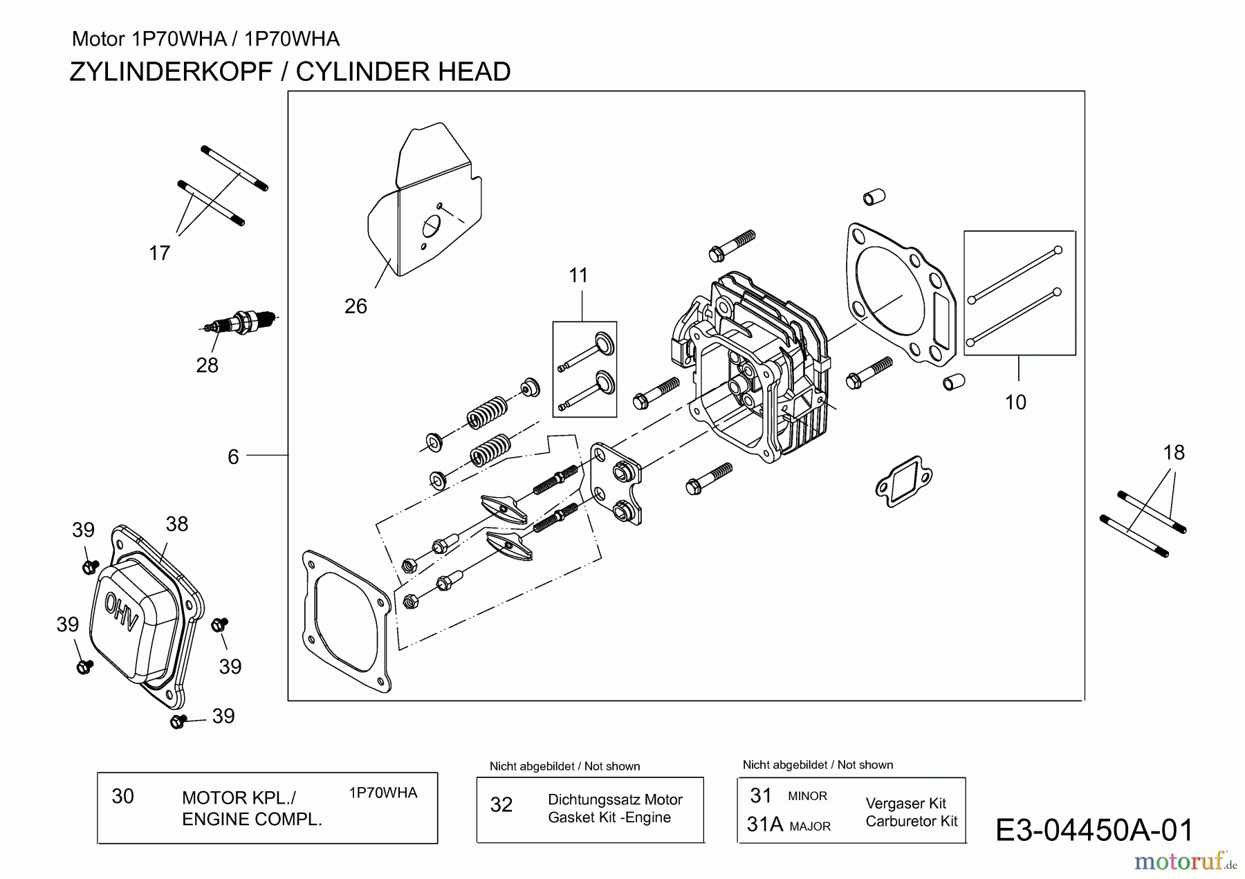 MTD-Motoren MTD vertikal 1 P 70 WHA 752Z1P70WHA (2009) Zylinderkopf