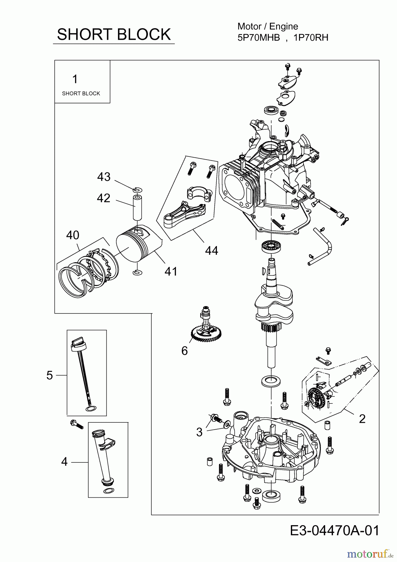 Wolf-Garten Benzinmotoren MTD 1 P 70 RH 752Z1P70RH (2011) Short Block
