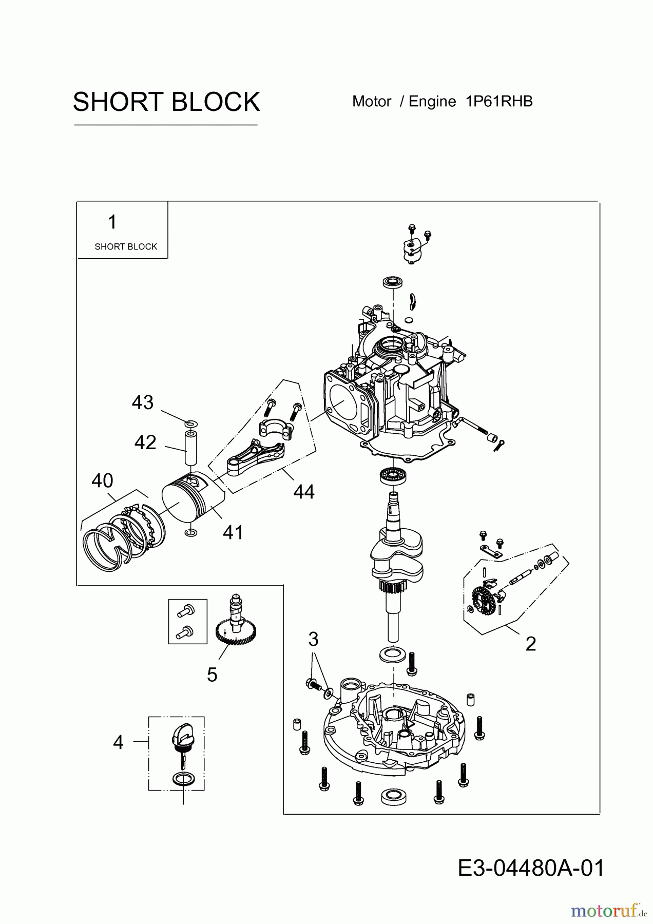 MTD-Motoren MTD vertikal 1 P 61 RHB 752Z1P61RHB (2010) Short Block