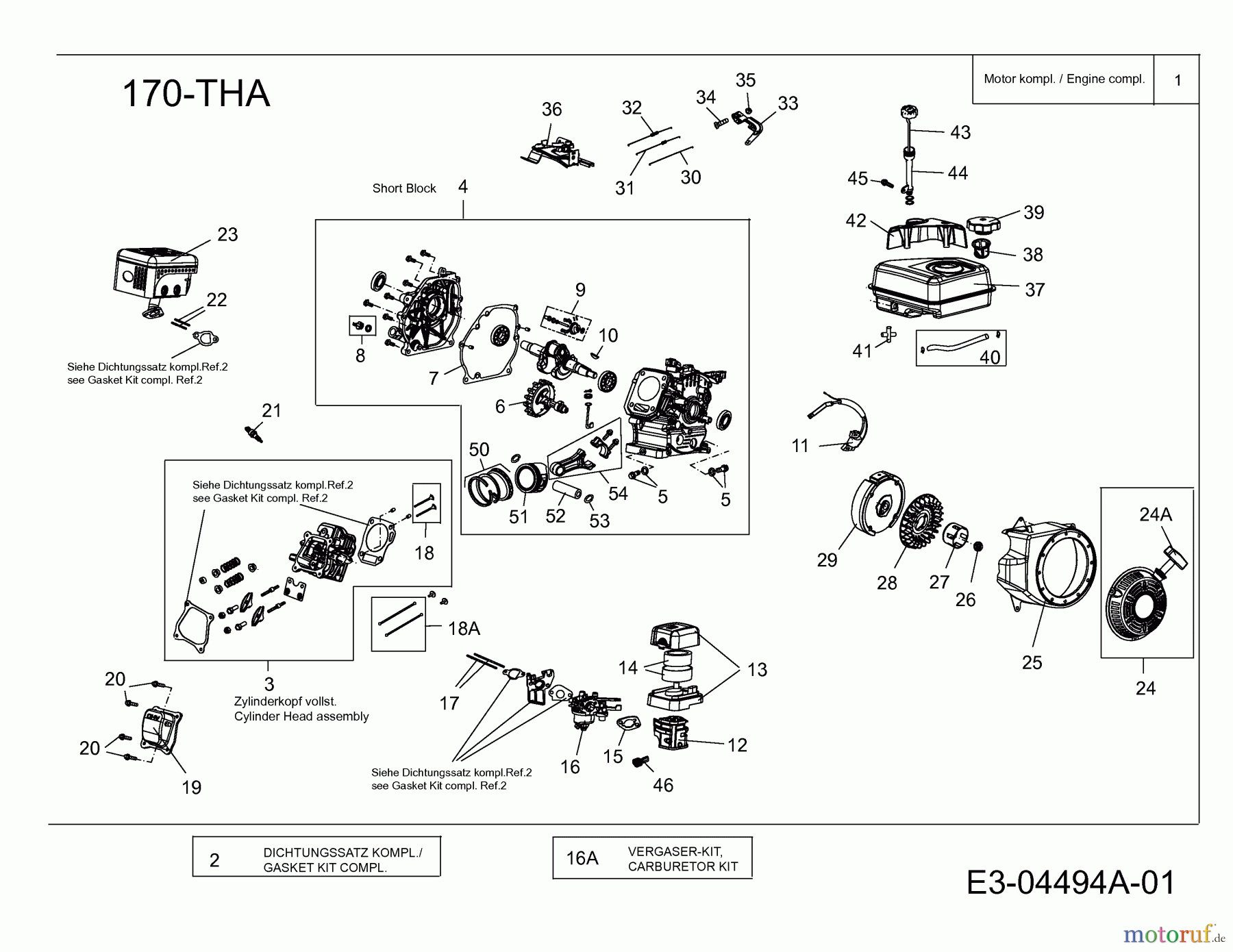 MTD-Motoren MTD horizontal 170-THA 752Z170-THA (2010) Motor