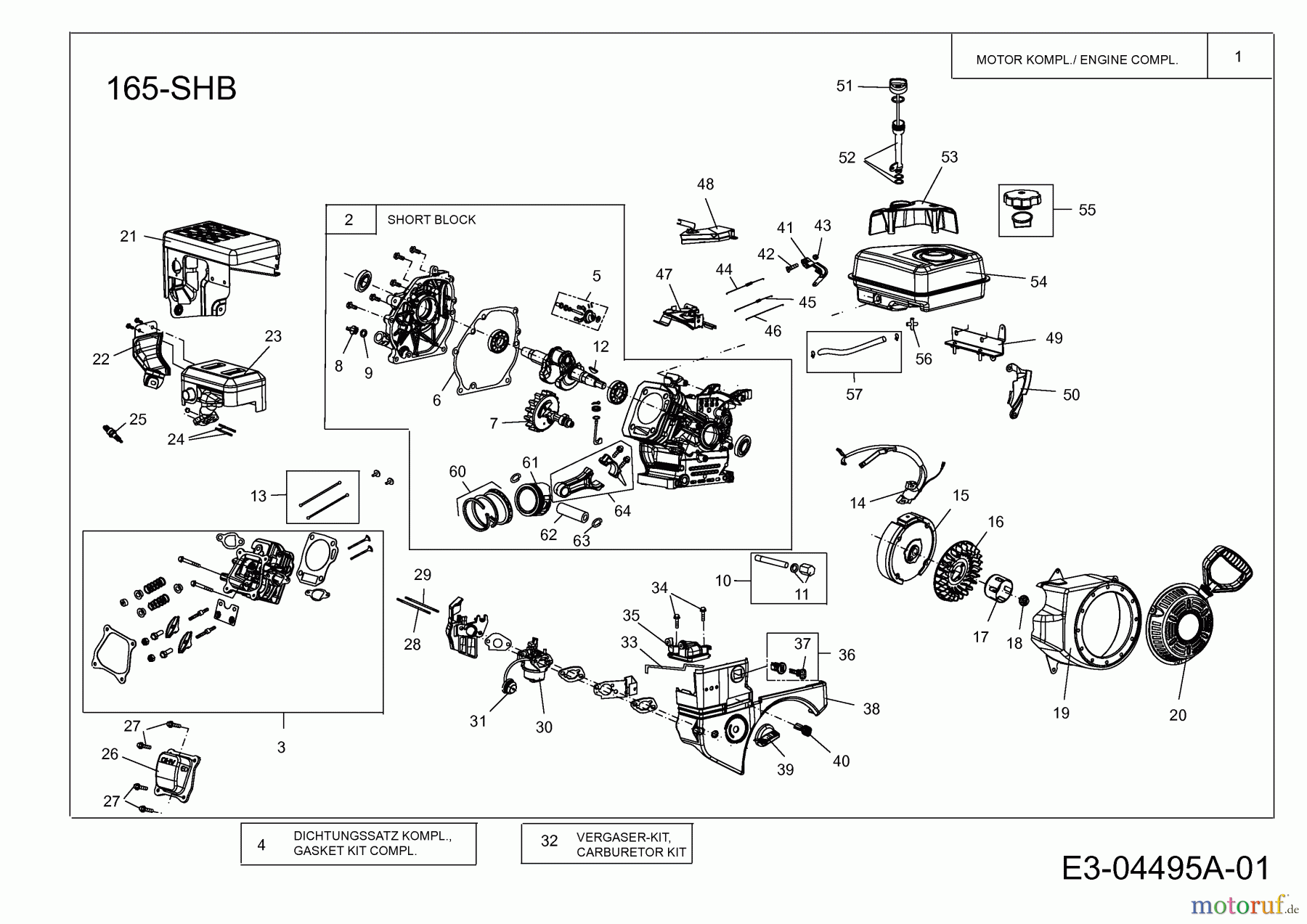 MTD-Motoren MTD horizontal 165-SHB 752Z165-SHB (2010) Motor