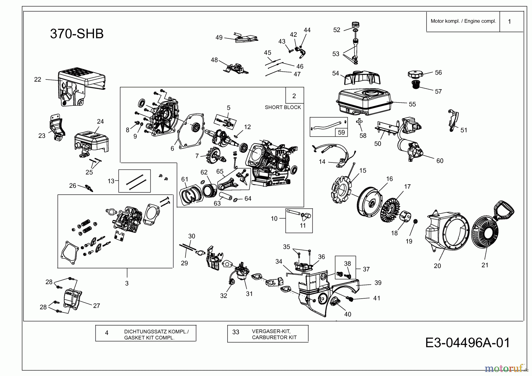 MTD-Motoren MTD horizontal 370-SHB 752Z370-SHB (2010) Motor
