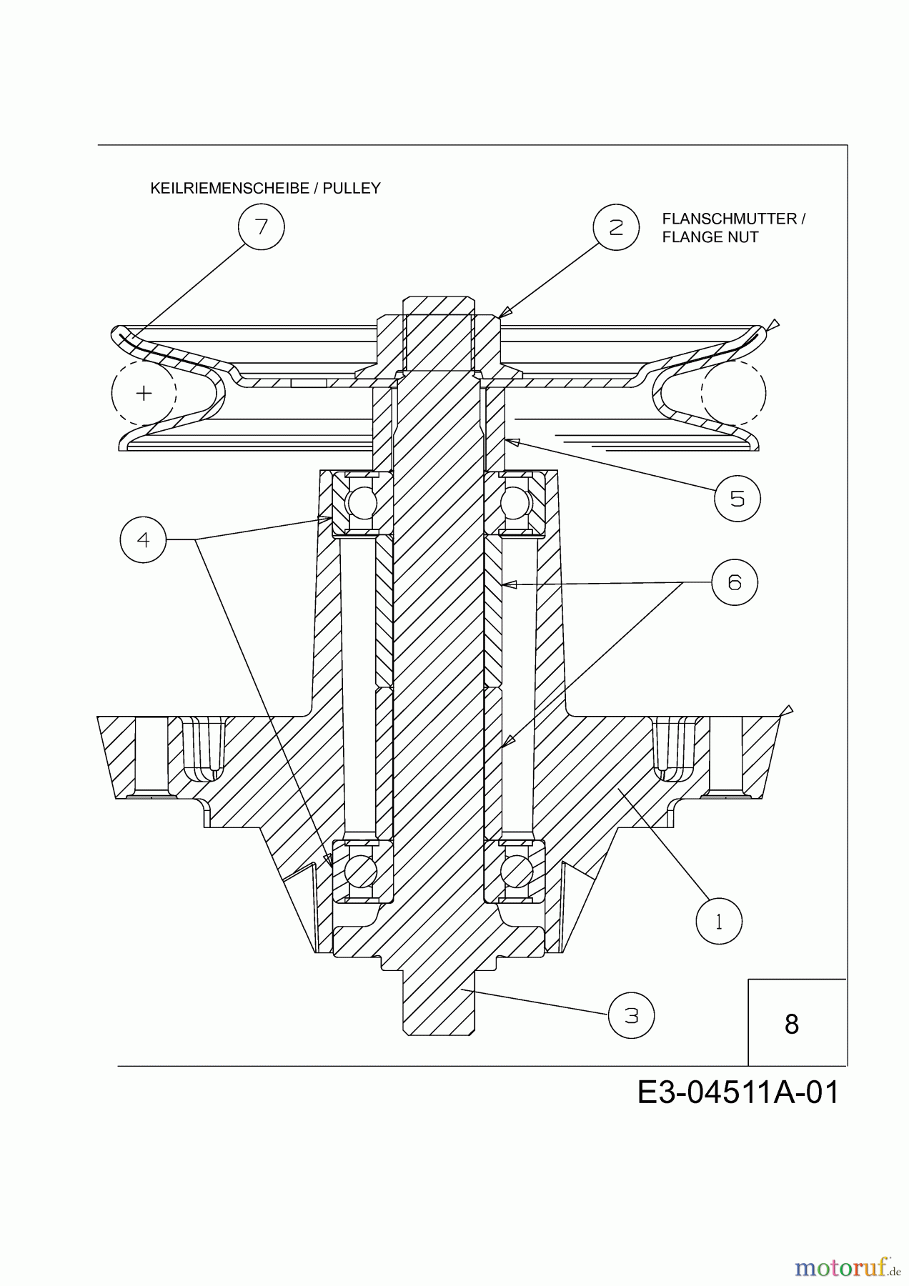 Bolens Rasentraktoren BL 135/96 T 13A1761F684 (2006) Messerspindel 618-04197