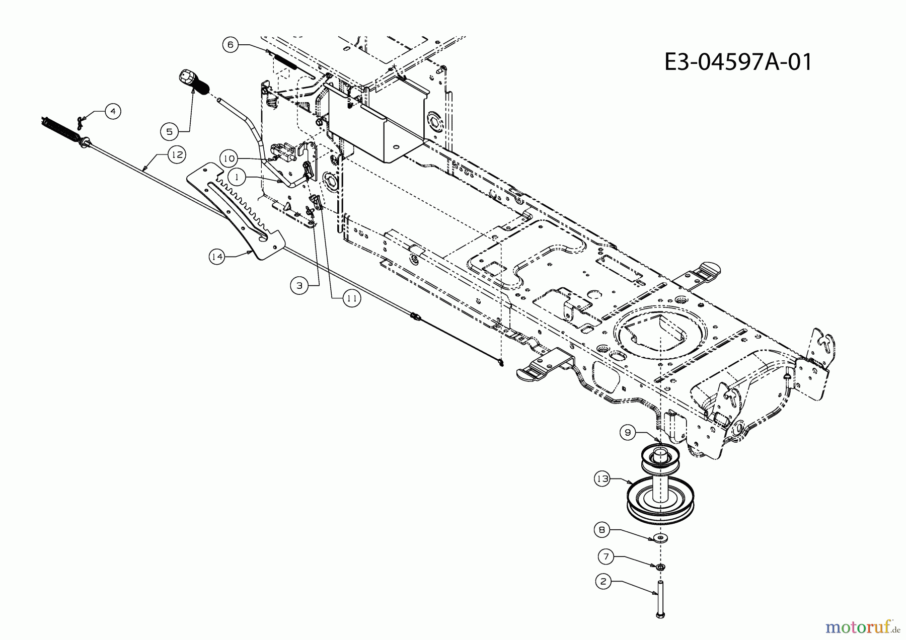 Gutbrod Rasentraktoren ELX 96 SA 13AV90GF690 (2009) Mähwerkseinschaltung, Motorkeilriemenscheibe